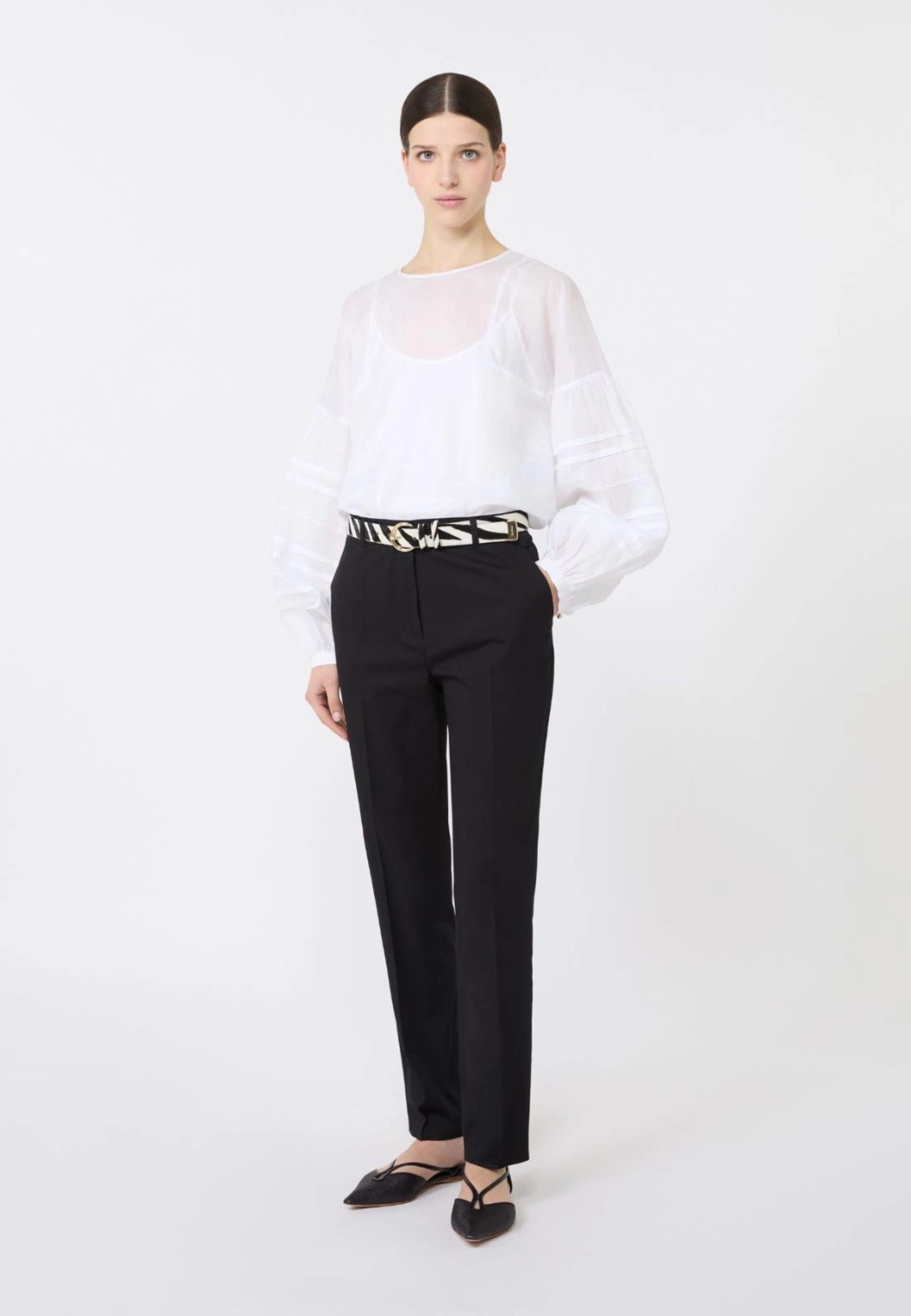 Pantalone a sigaretta in cotone stretch nero 