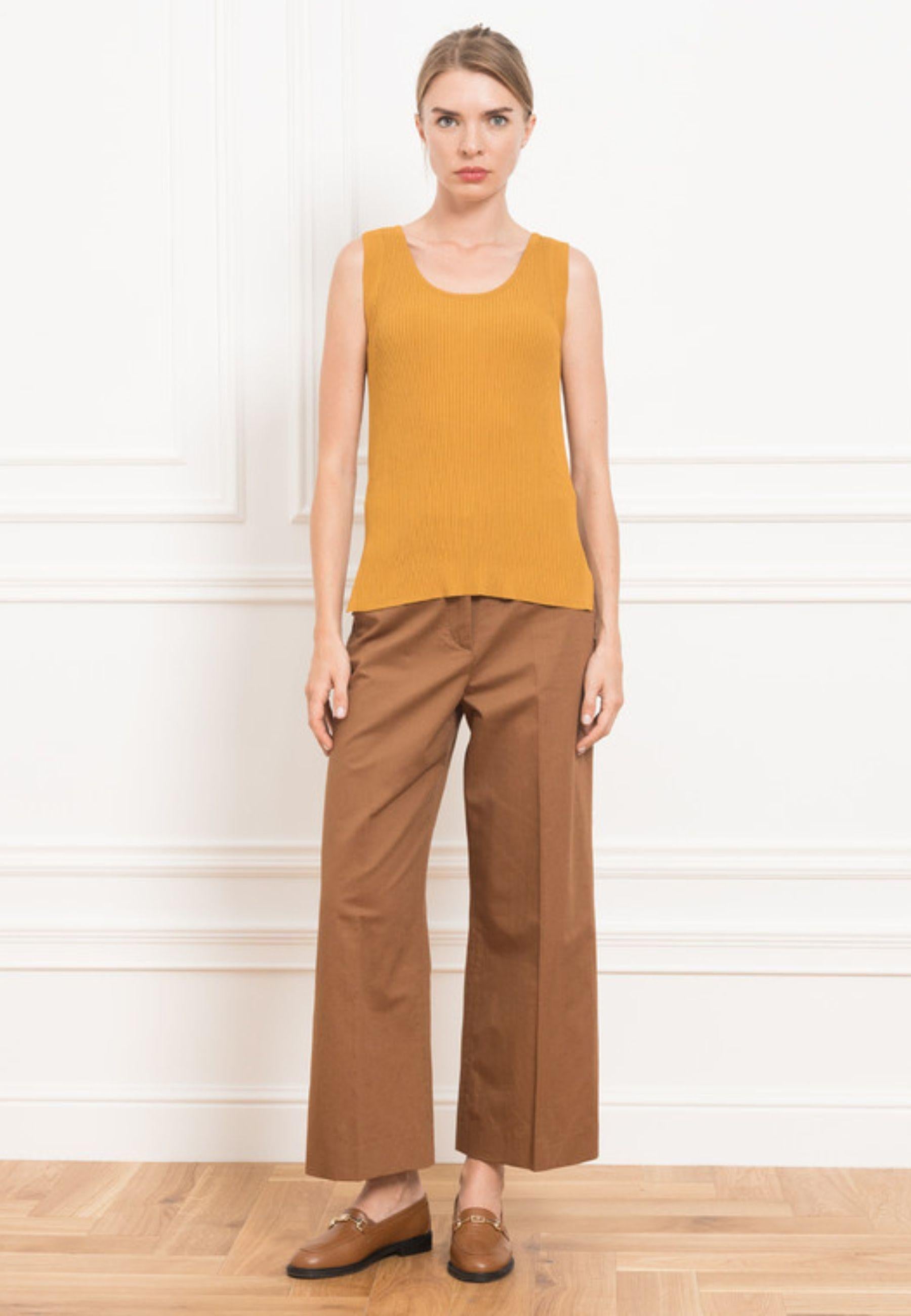 Pantaloni culotte in cotone e lino 
