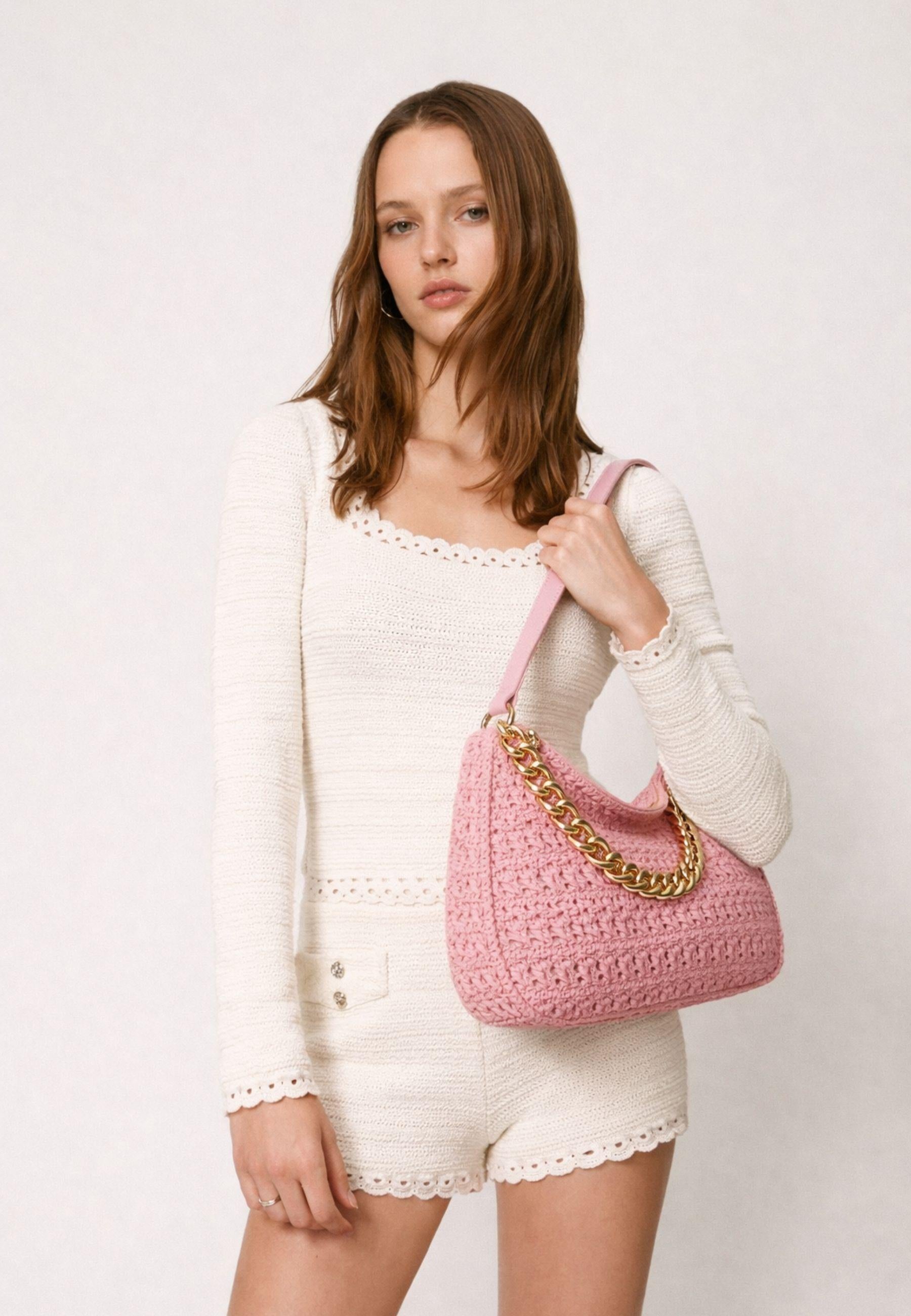 Borsa Hobo "Liliane" Grande in Rafia Crochet 