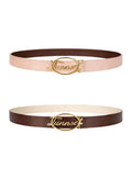 Cintura double face Twinset in pelle - Rosa / Marrone
