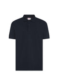 Navy blue cotton polo shirt with contrast details
