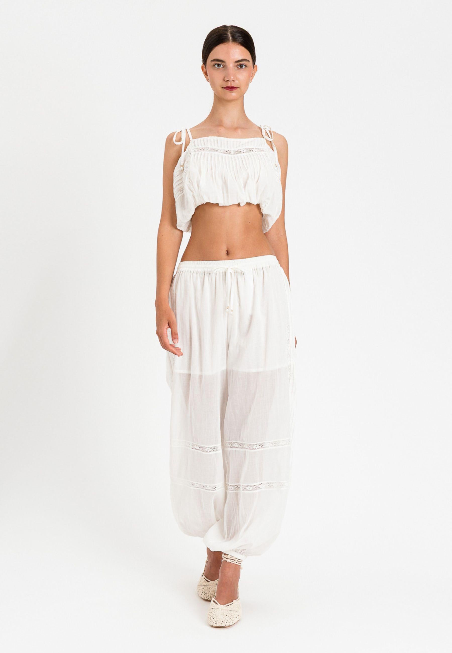 Top Twinset U&B in cotone con inserti in pizzo 