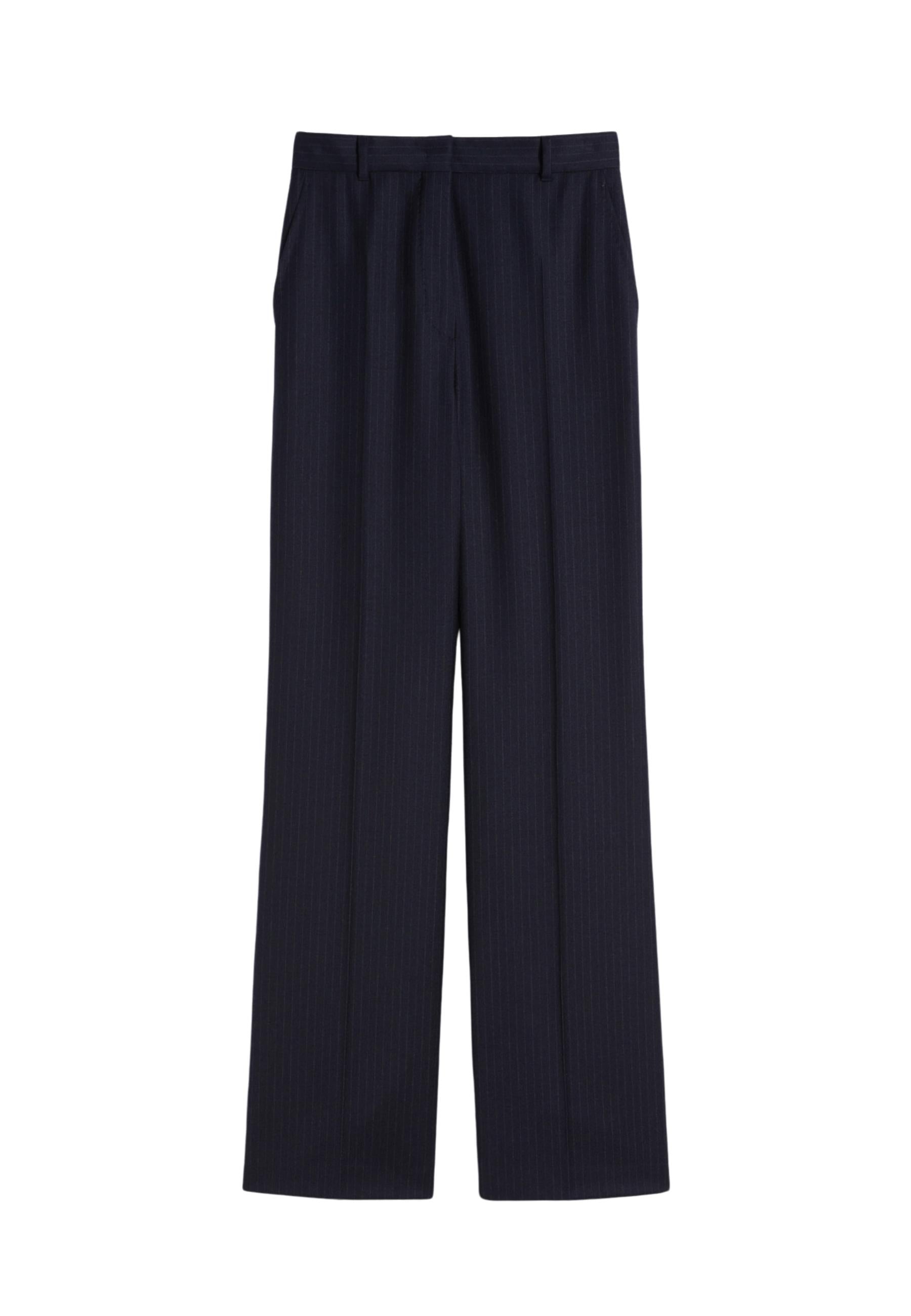 Max Mara Studio Pantalone in flanella di lana stretch gessata 