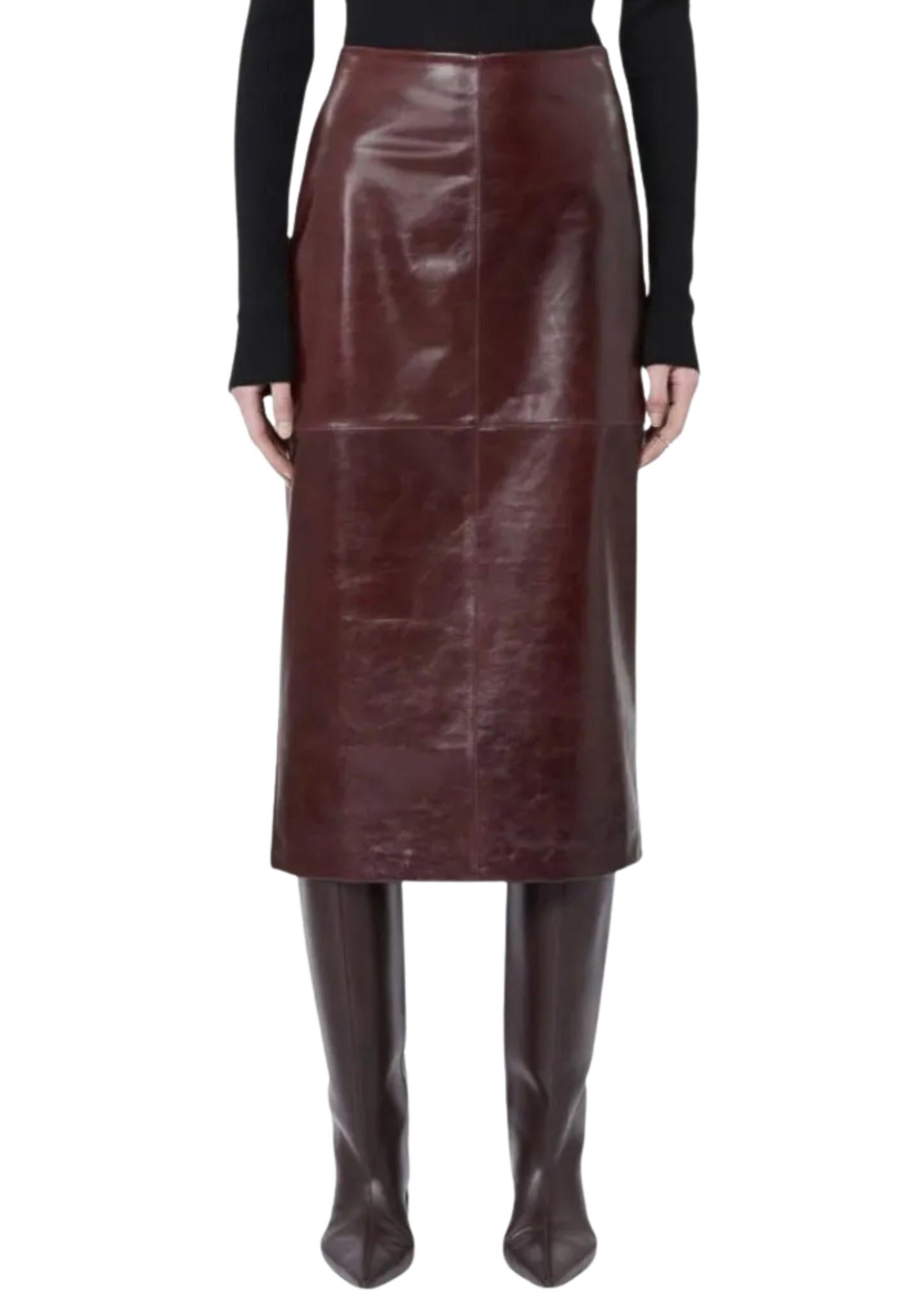 Sportmax Gonna longuette AFA in pelle d'agnello 
