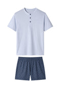 Men's short pajamas in pure mercerized cotton with geometric pattern