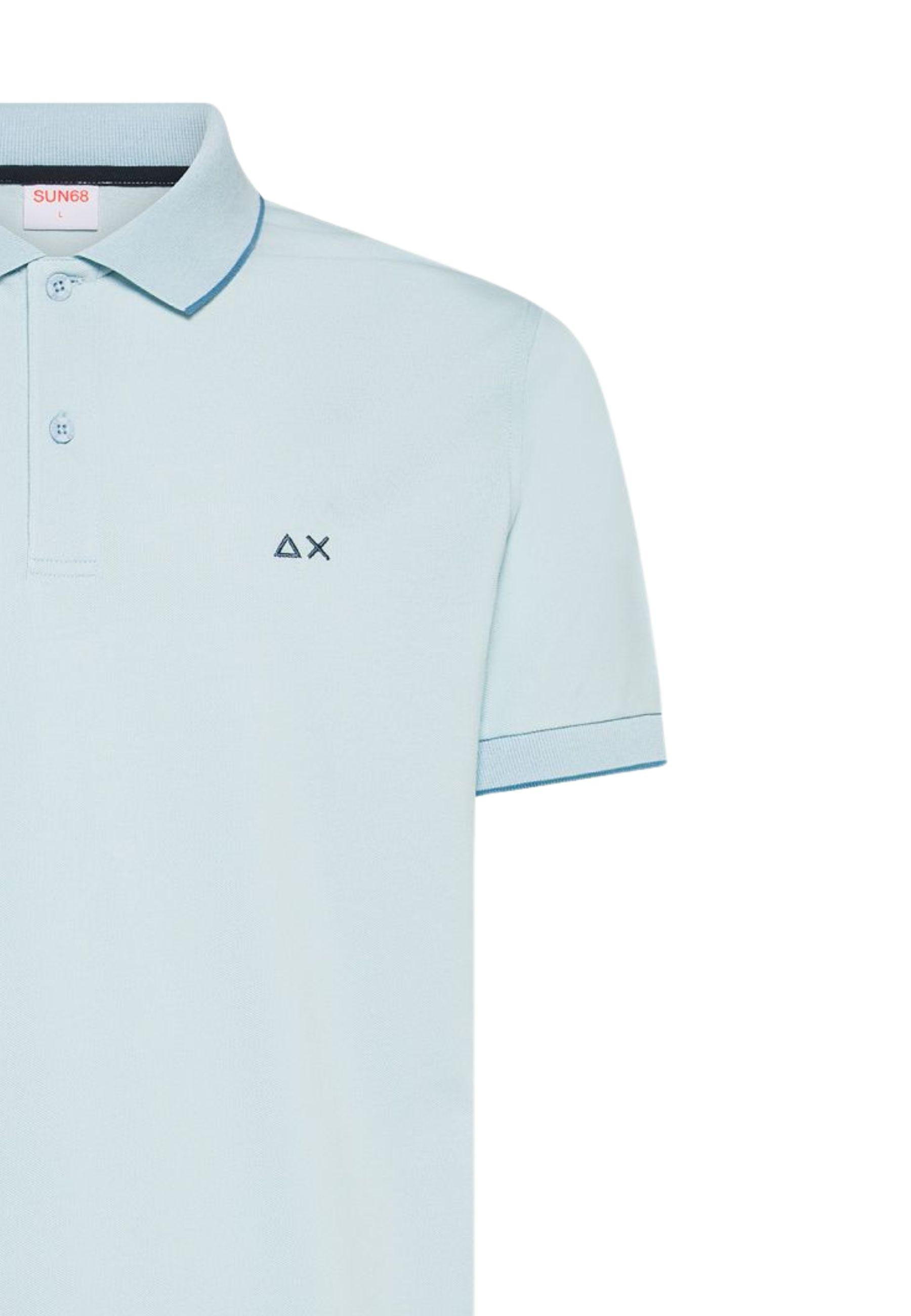 Polo con dettagli a contrasto in cotone azzurro 