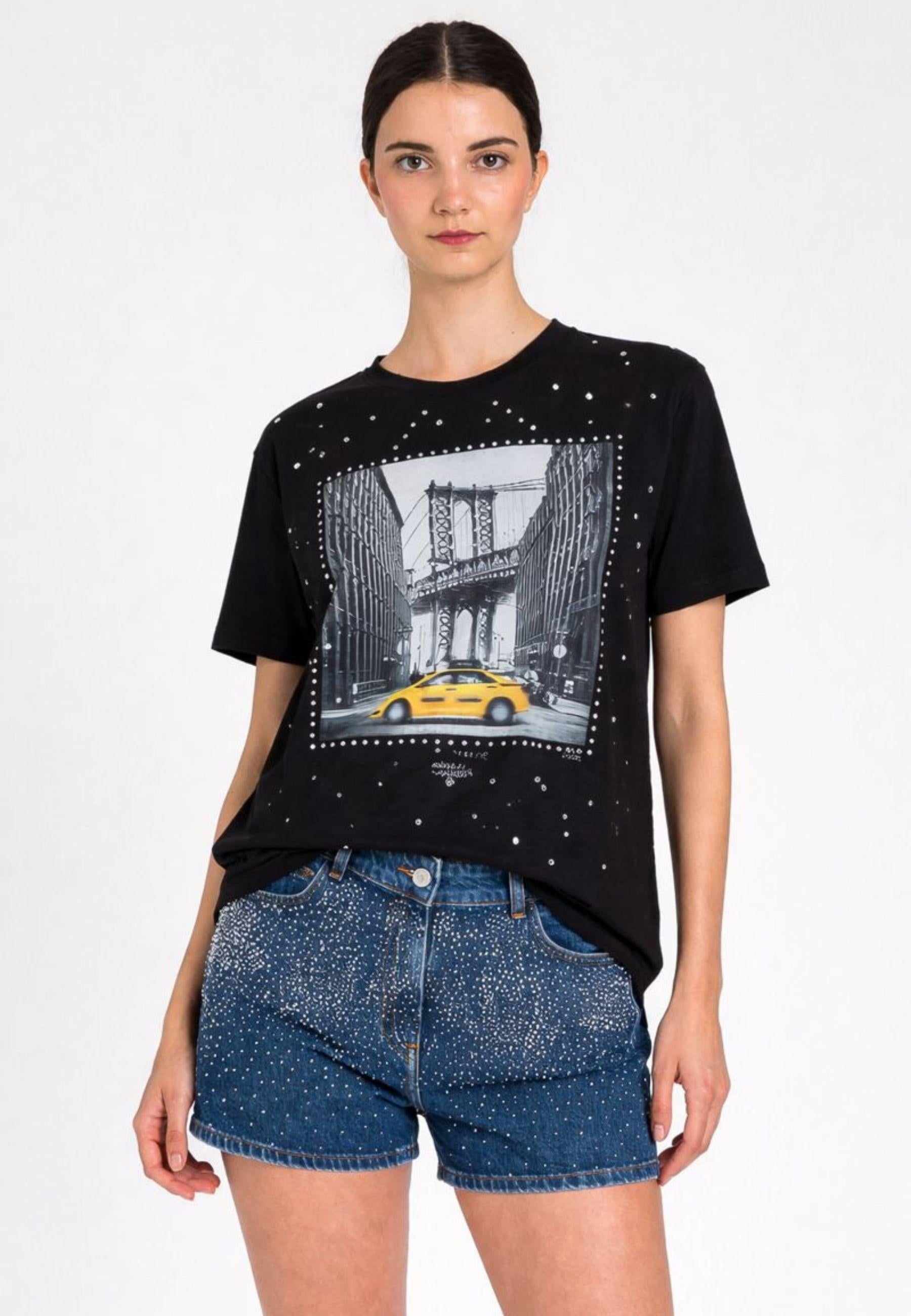 T-shirt con stampa e strass Actitude 