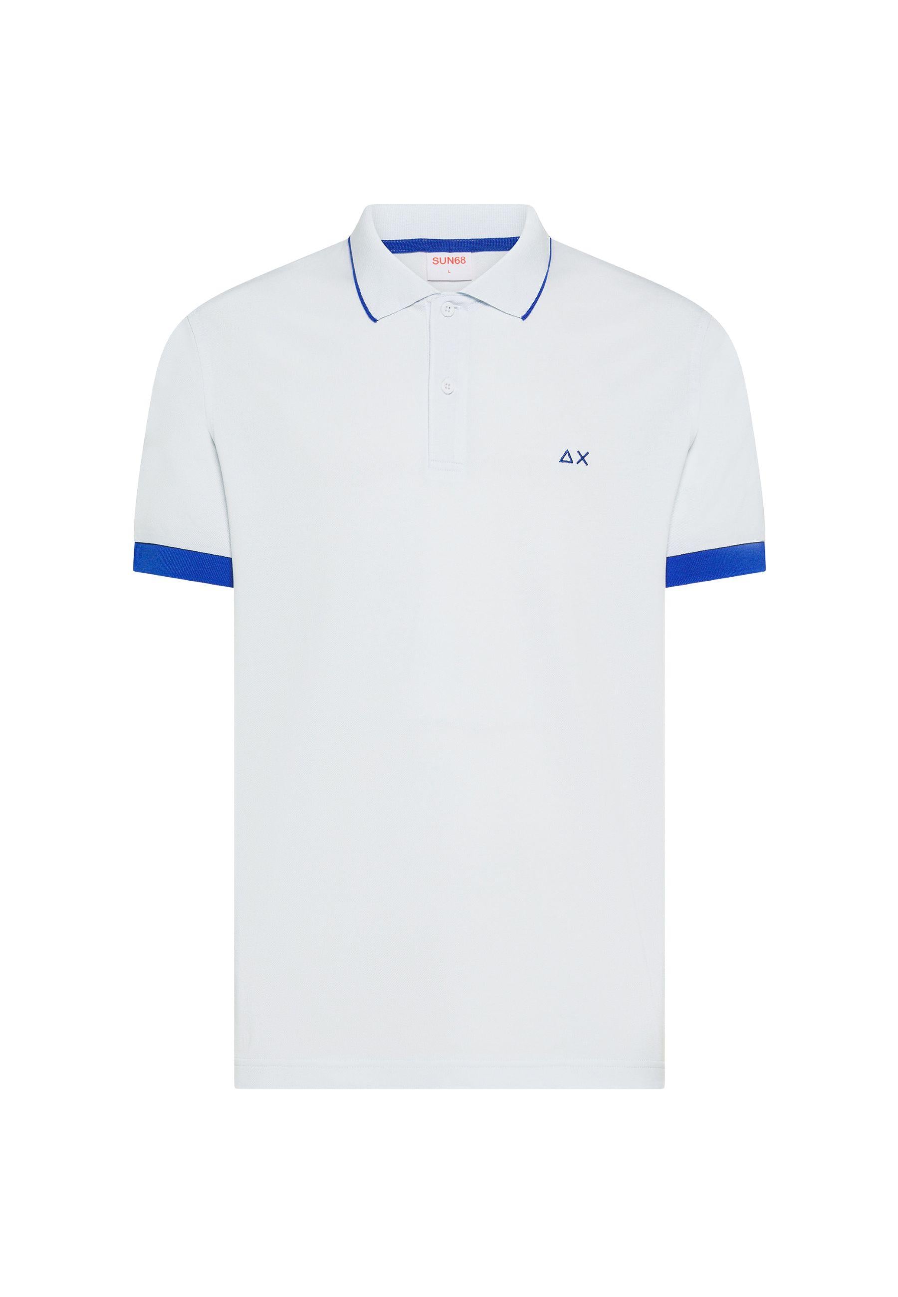 Polo SUN68 in cotone stretch con profili a contrasto 