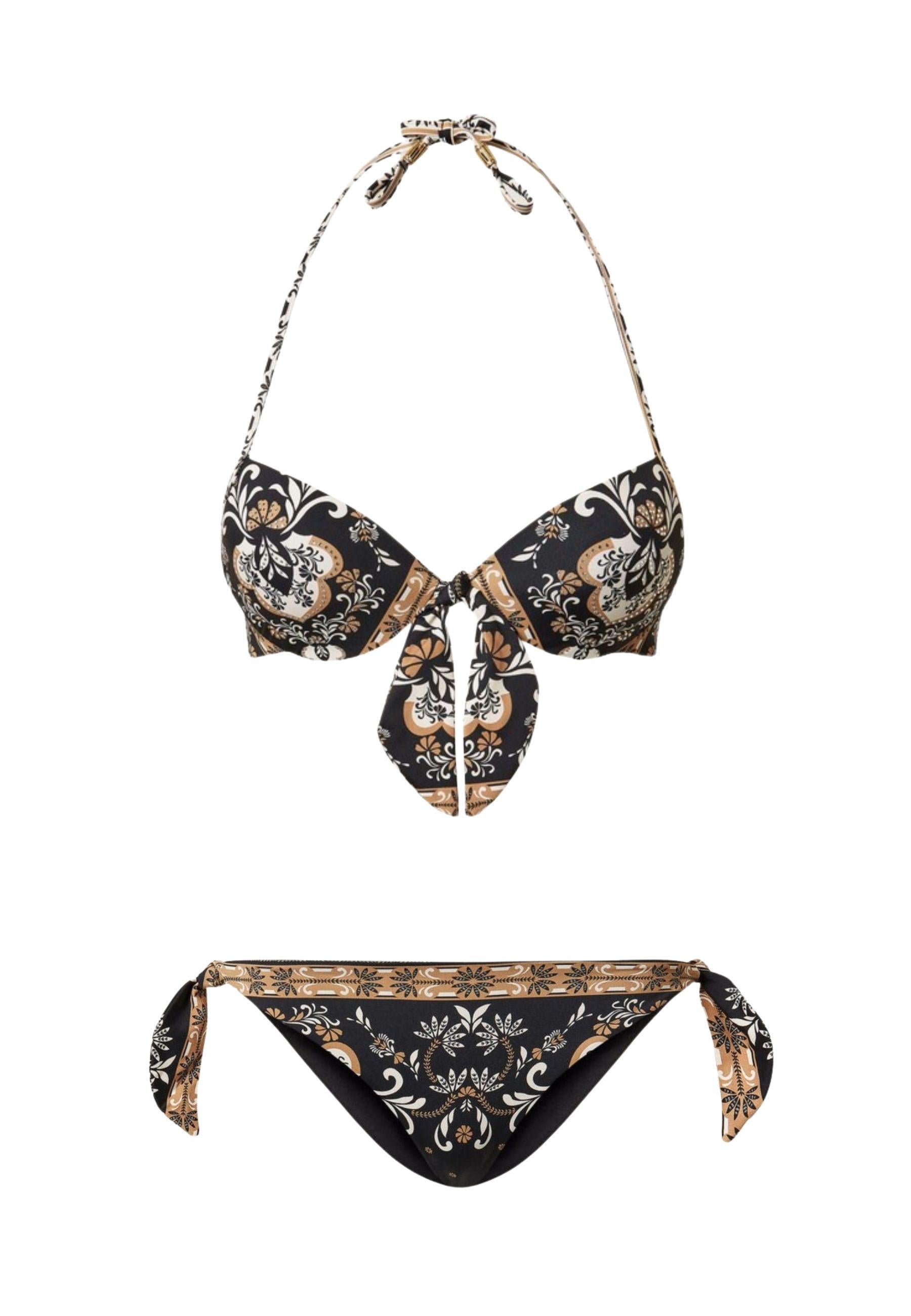 Bikini Twinset con top push-up e slip tanga stampa foulard esclusiva 