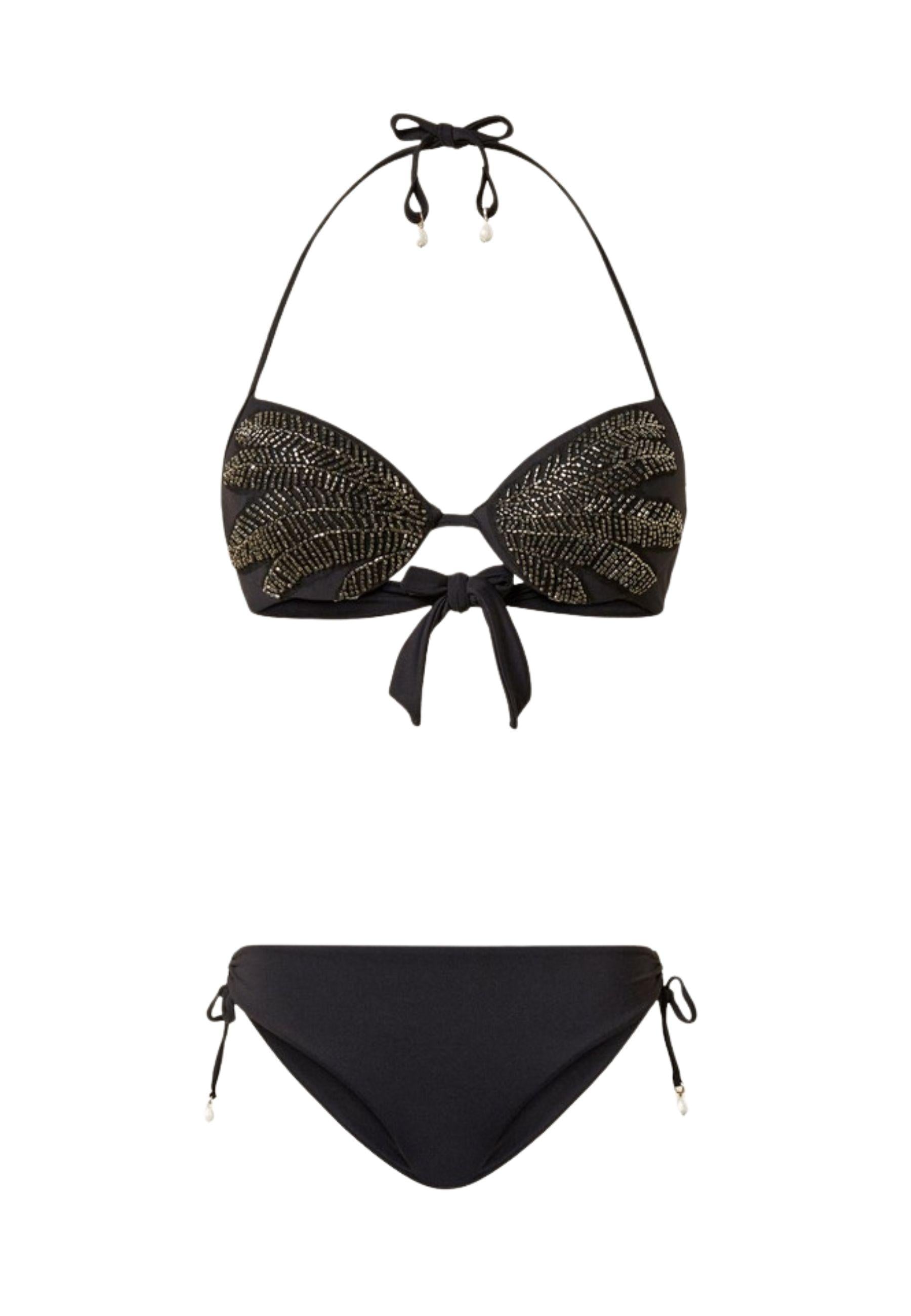 Bikini Push-Up Twinset Coppa C con Patch Ricamato e Slip Regolabile 