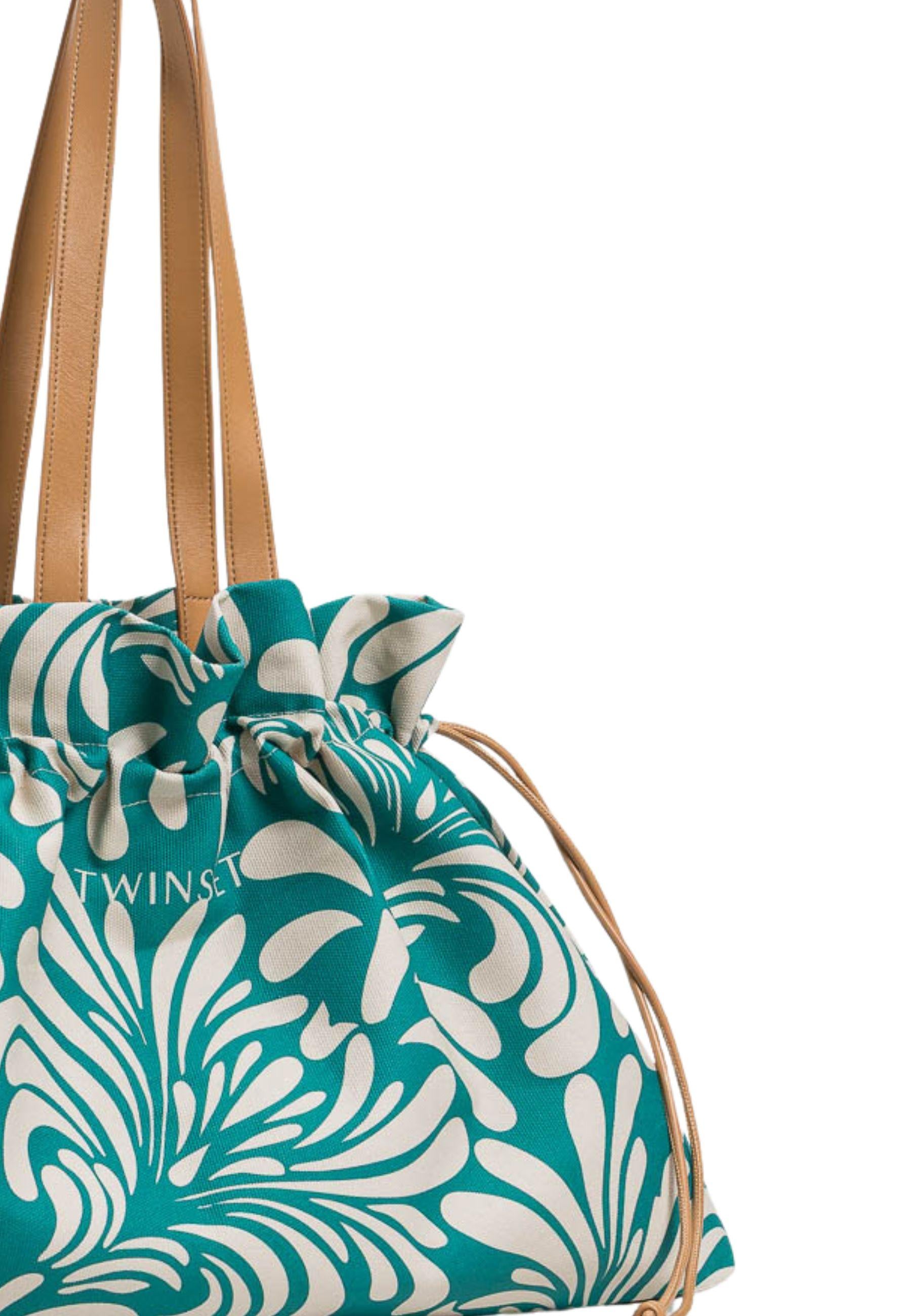 Borsa shopper in canvas stampa botanica 
