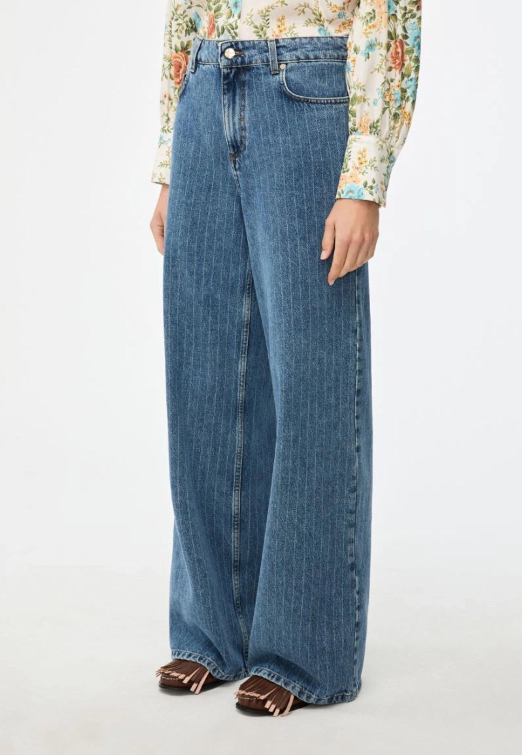 iBlues - Jeans wide leg in denim con motivo rigato 