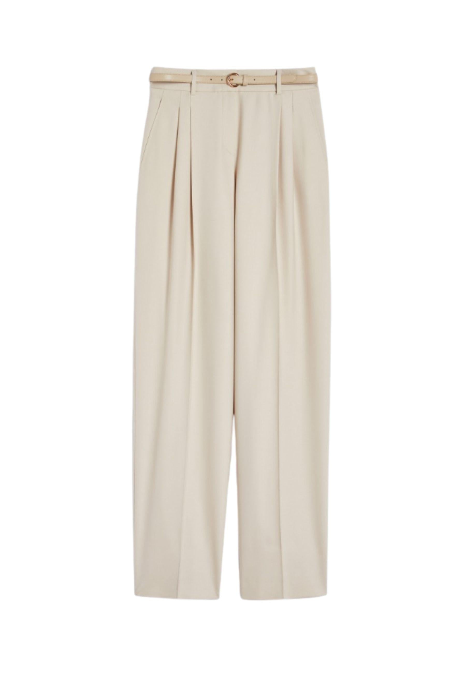 Pantalone in saglia di lana - Beige 