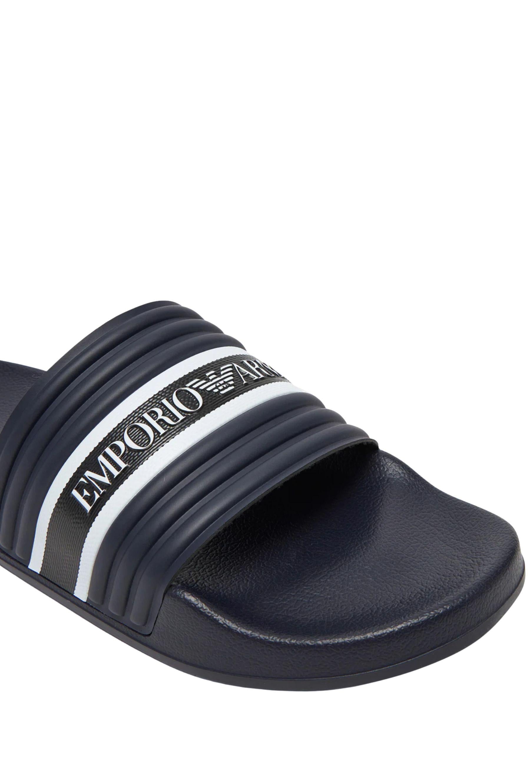 Emporio Armani - Ciabatte slide logo a contrasto 