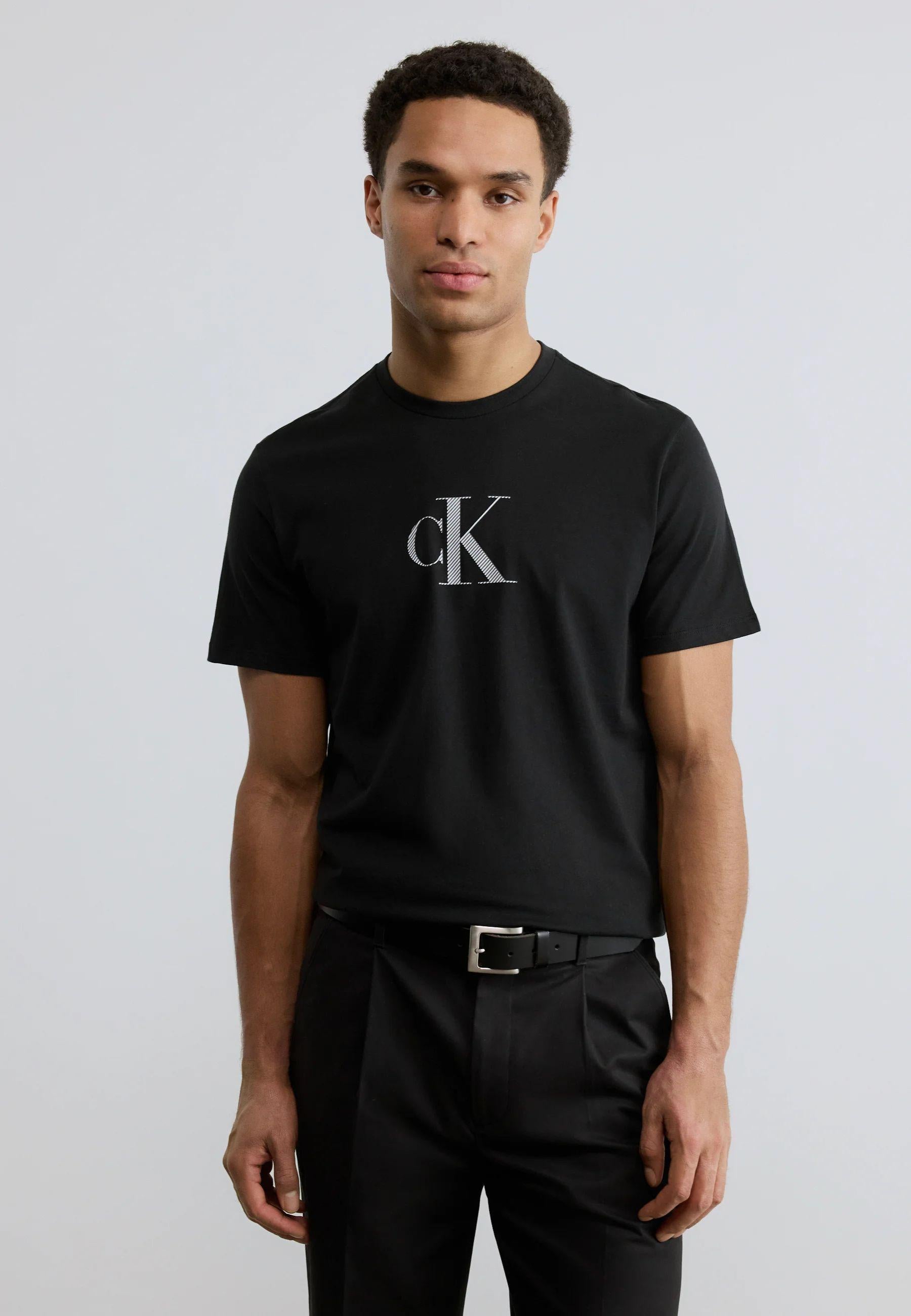 Calvin Klein - T-shirt logo CK in jersey di cotone 