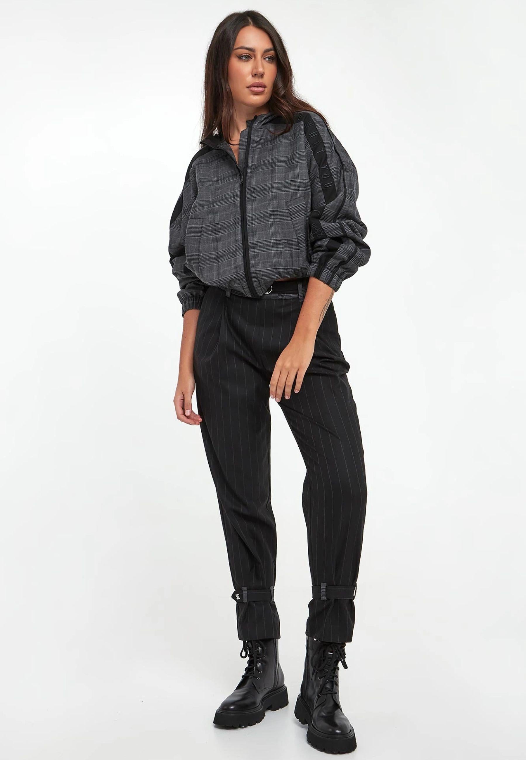 Giacca Donna Twinset Actitude con Cappuccio a Quadri 