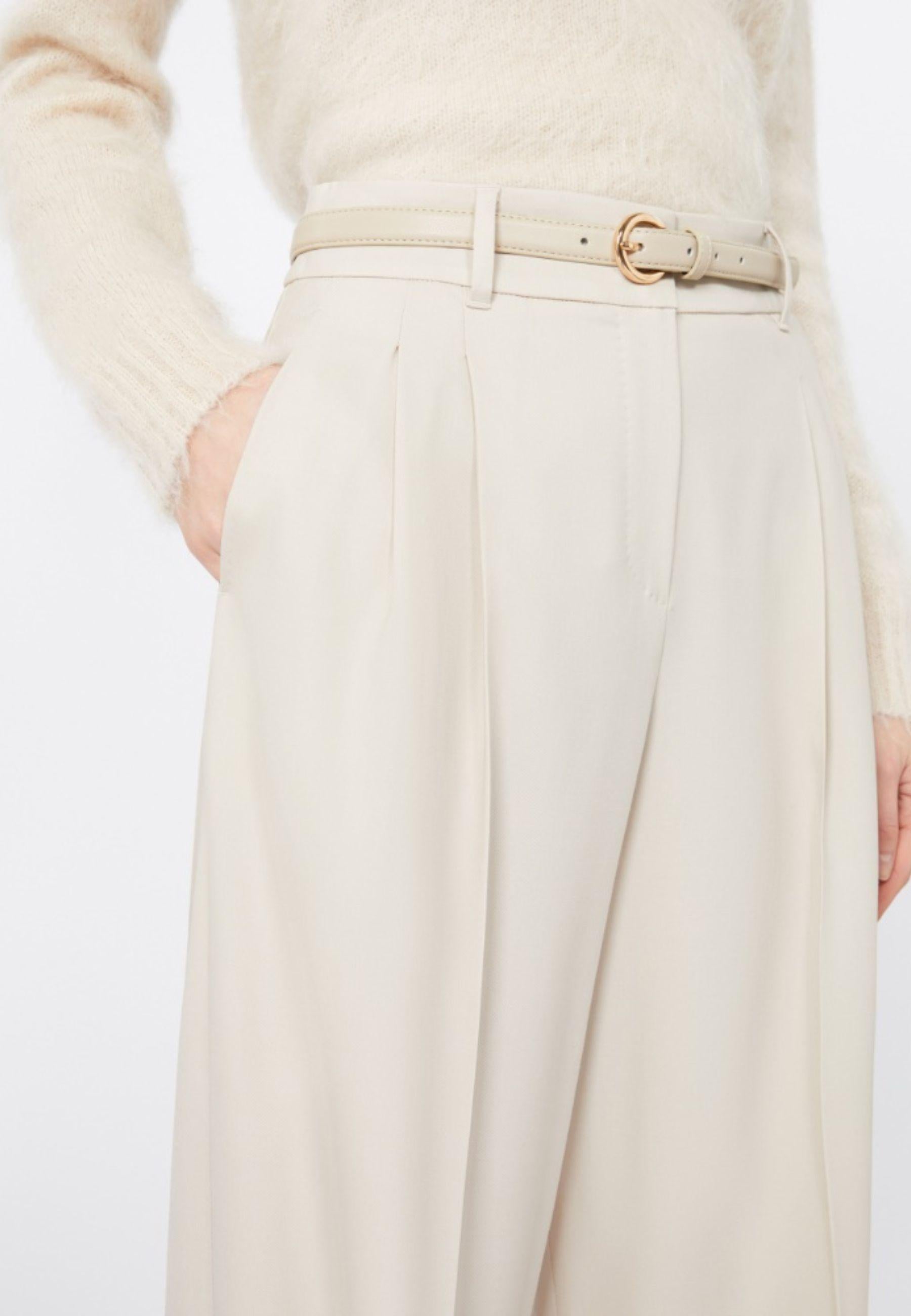 Pantalone in saglia di lana - Beige 
