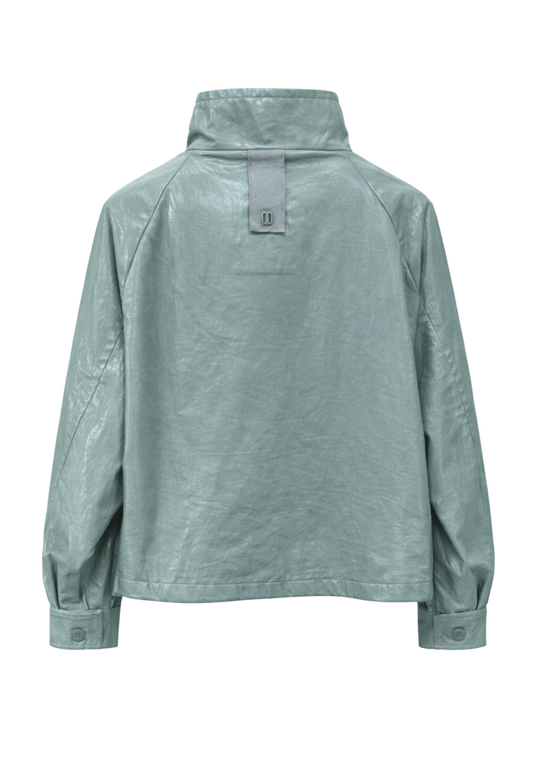 Giubbino donna over in tessuto spalmato con gilet interno estraibile - Verde salvia 