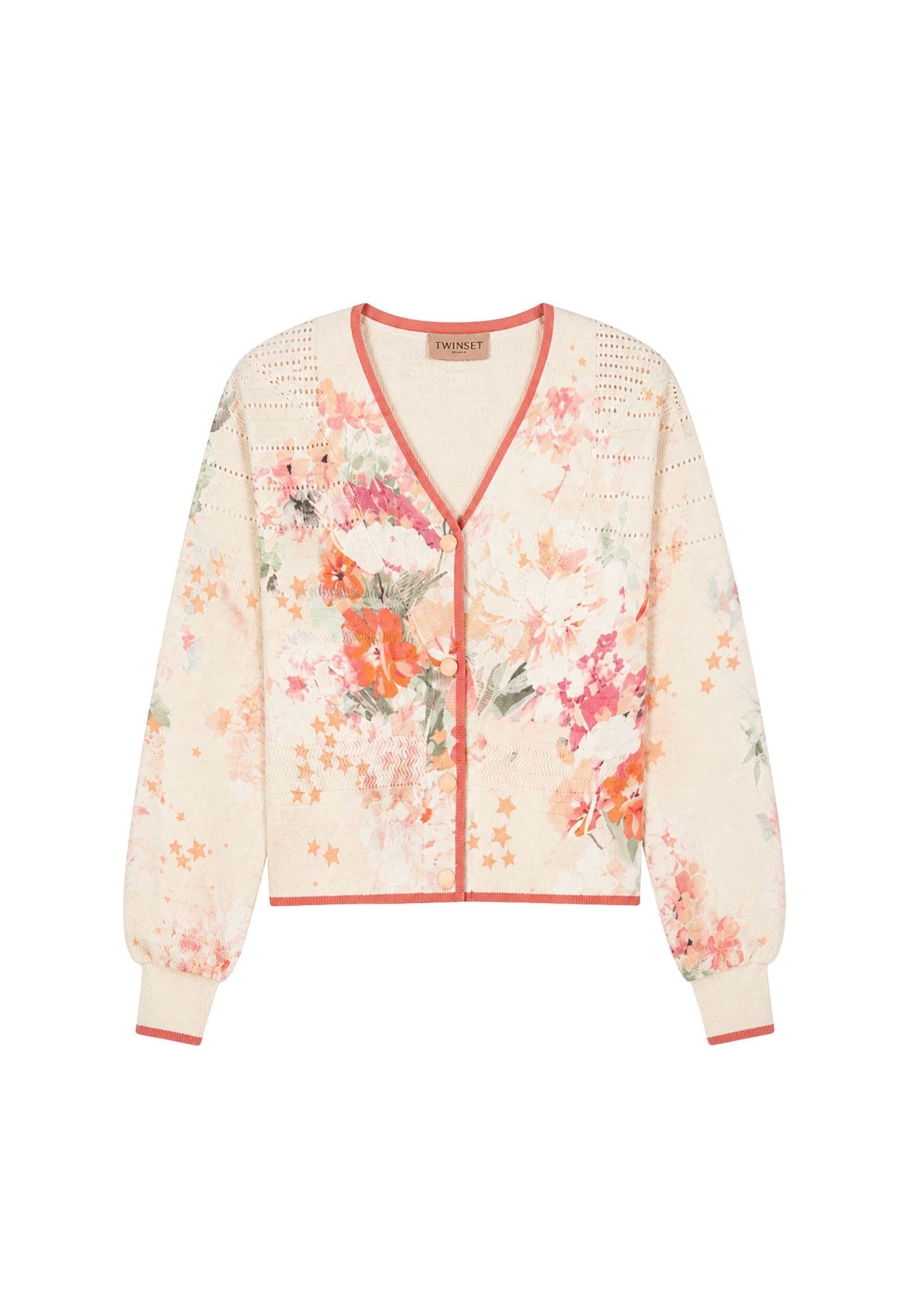 Completo cardigan e top a fantasia con scollo a V 