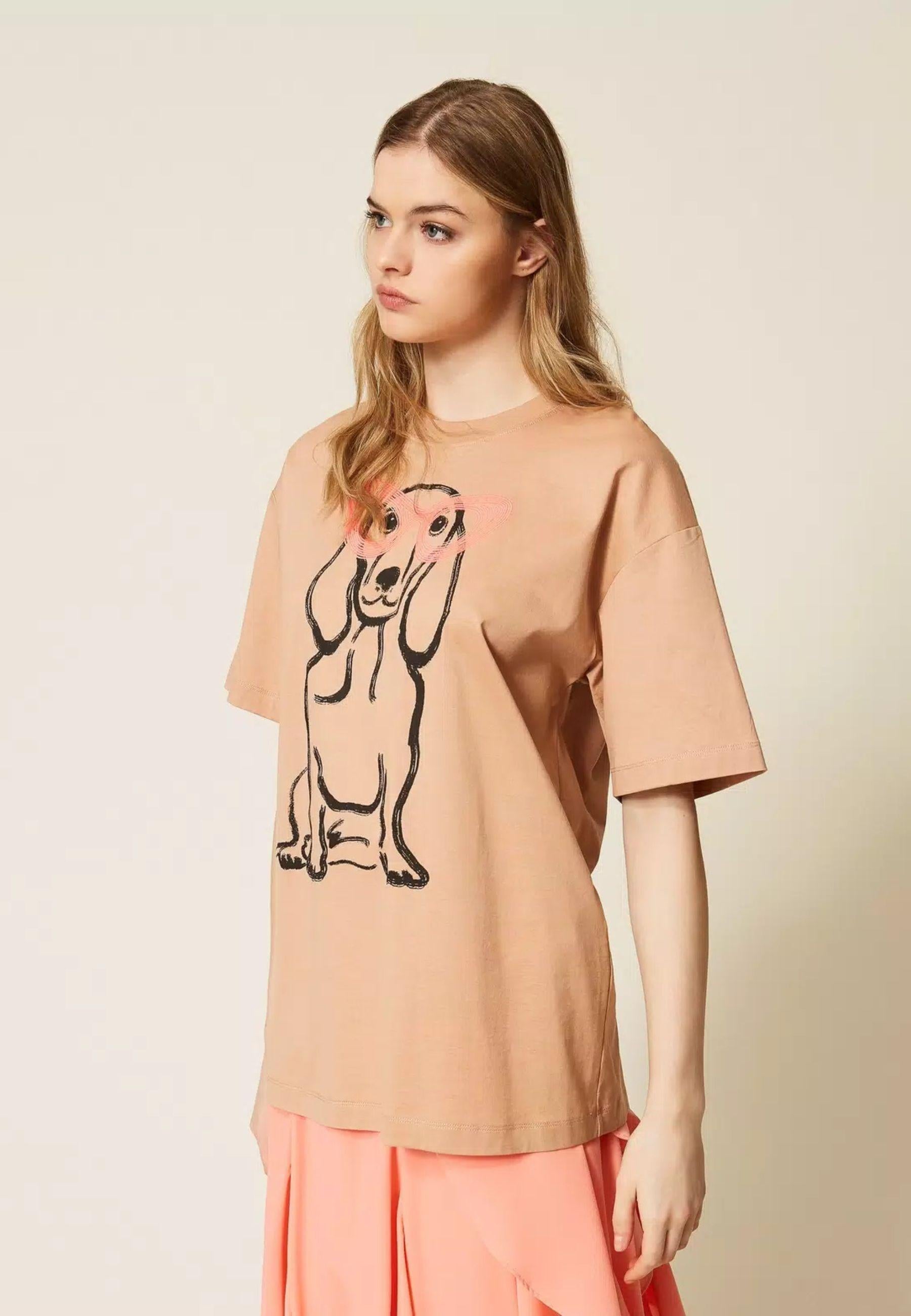 T-shirt oversize MYFO con stampa e ricamo - Actitude by Twinset 
