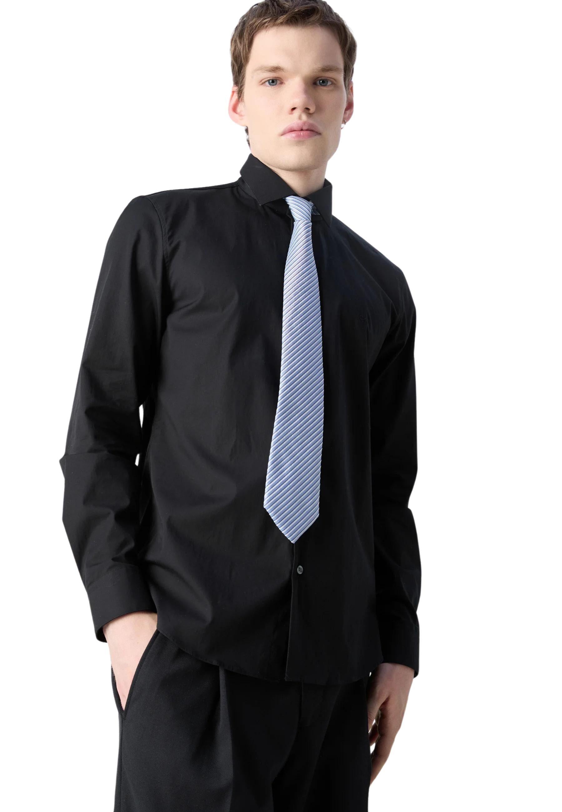 Camicia aderente elasticizzata in popeline 