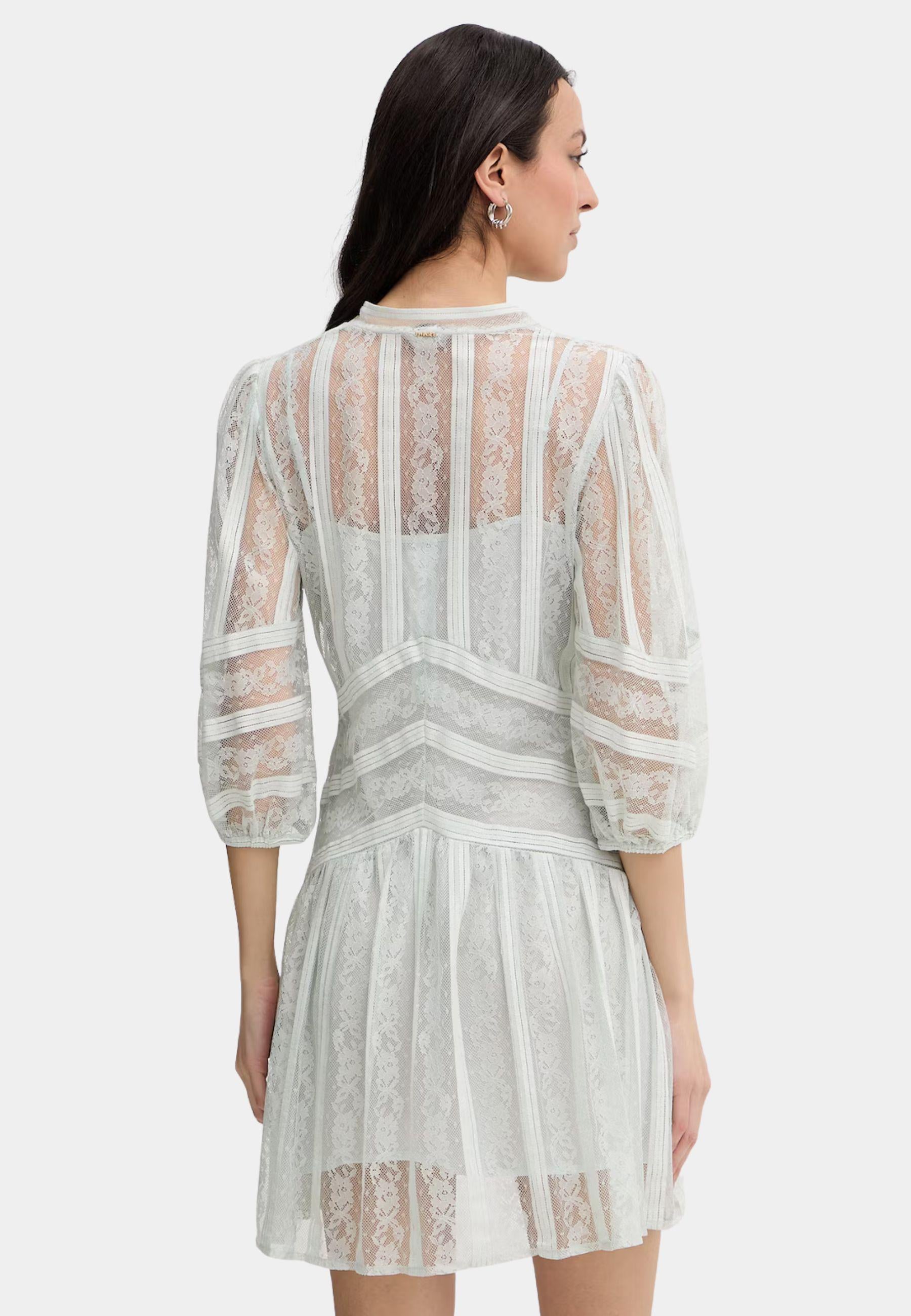 Abito corto in pizzo a righe 