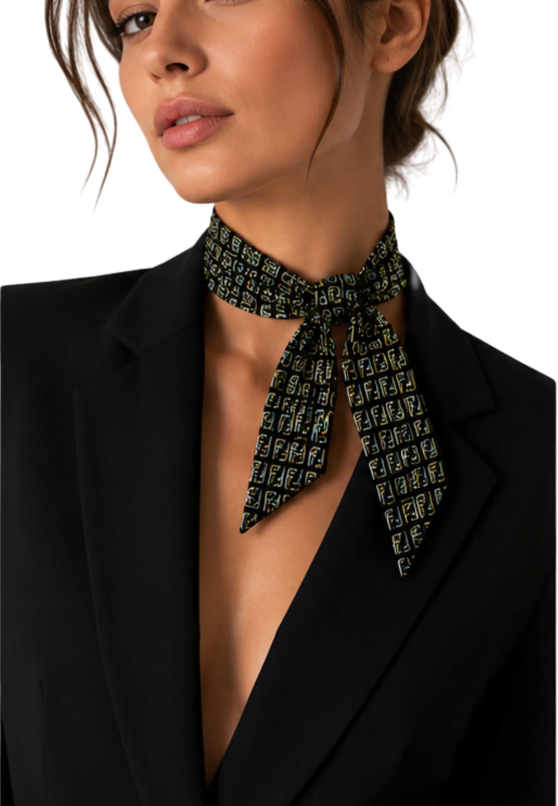 Sciarpina Mini Zucca Fendi in Seta Multicolor 