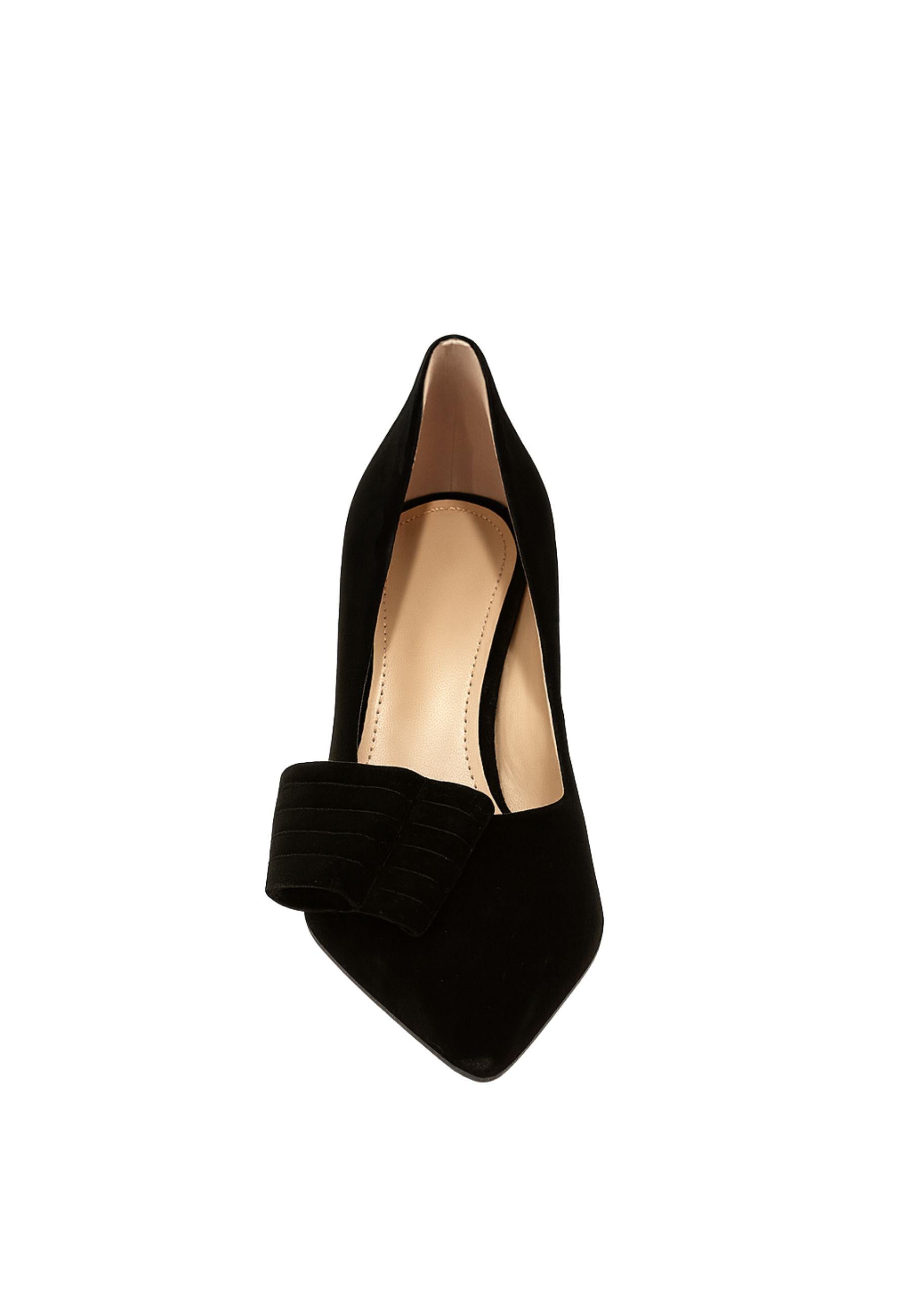 Francesco Sacco - Décolleté in Velluto Nero con Fiocco e Tacco 8 cm 