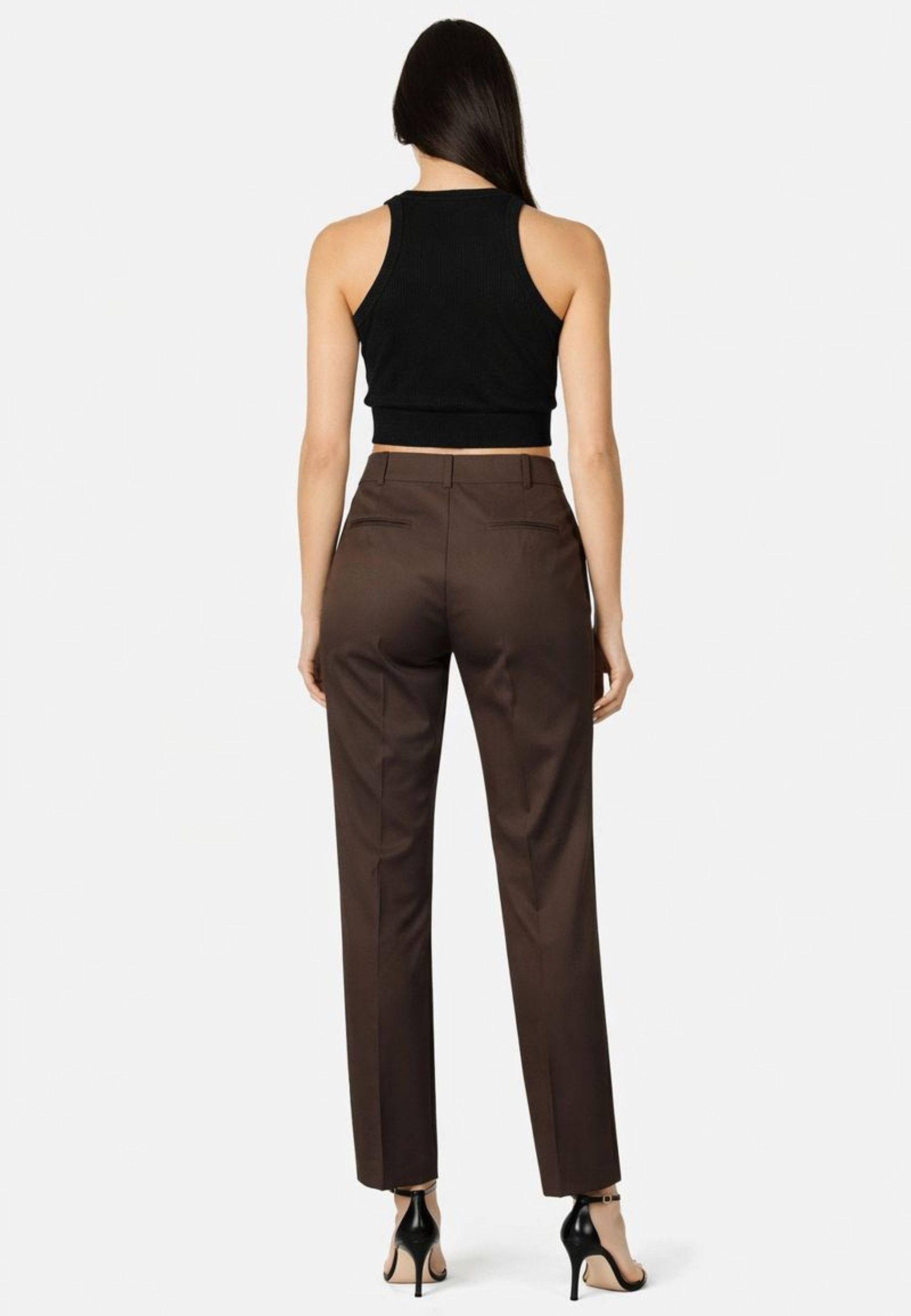 Pantalone a sigaretta in gabardina di cotone stretch 
