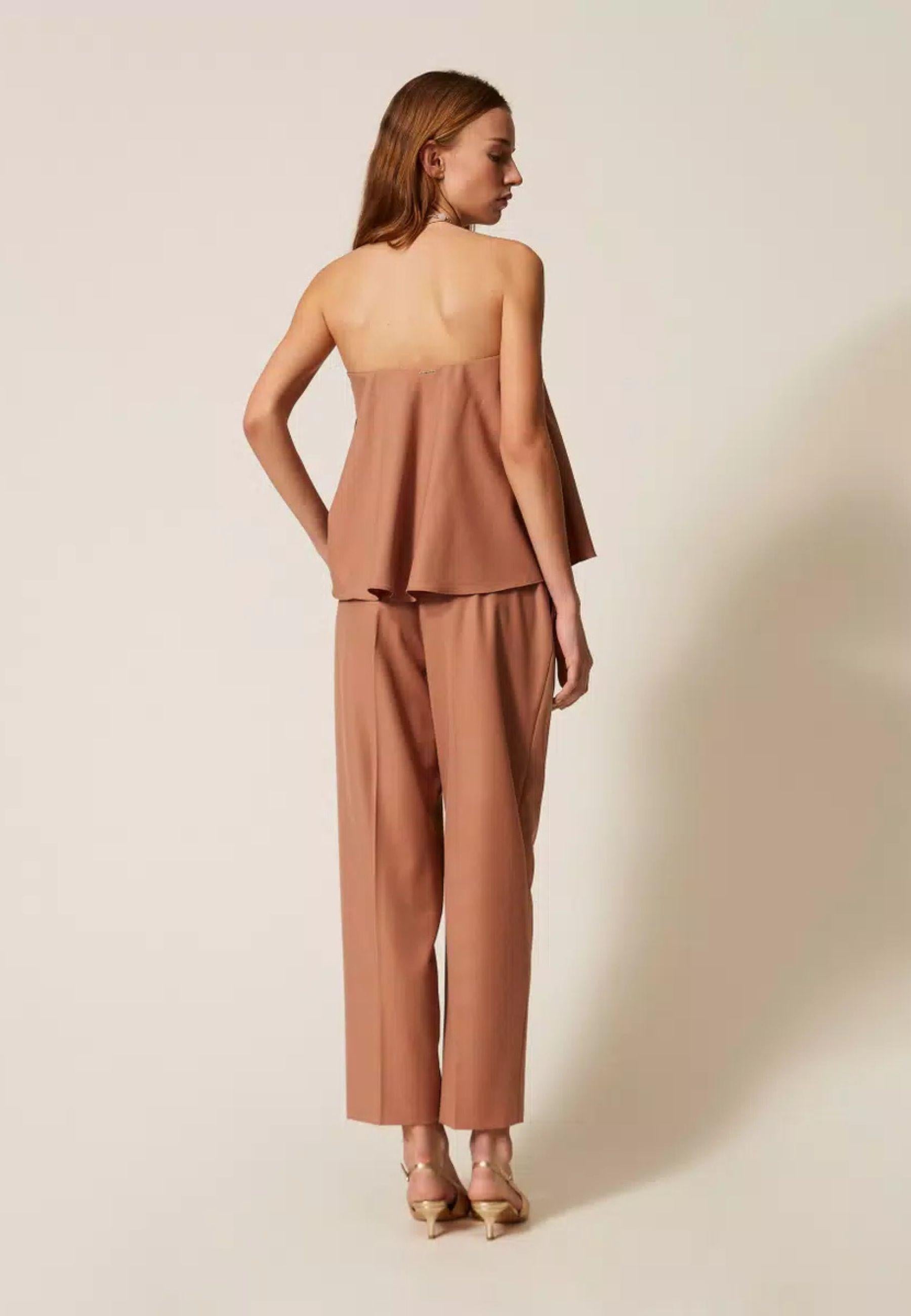 Pantaloni cropped in fresco di misto lana 