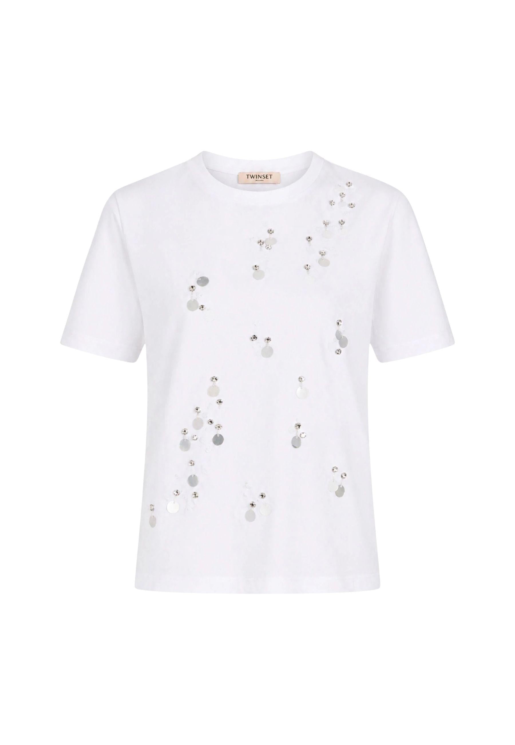 T-shirt Twinset Actitude con applicazioni - Bianco 