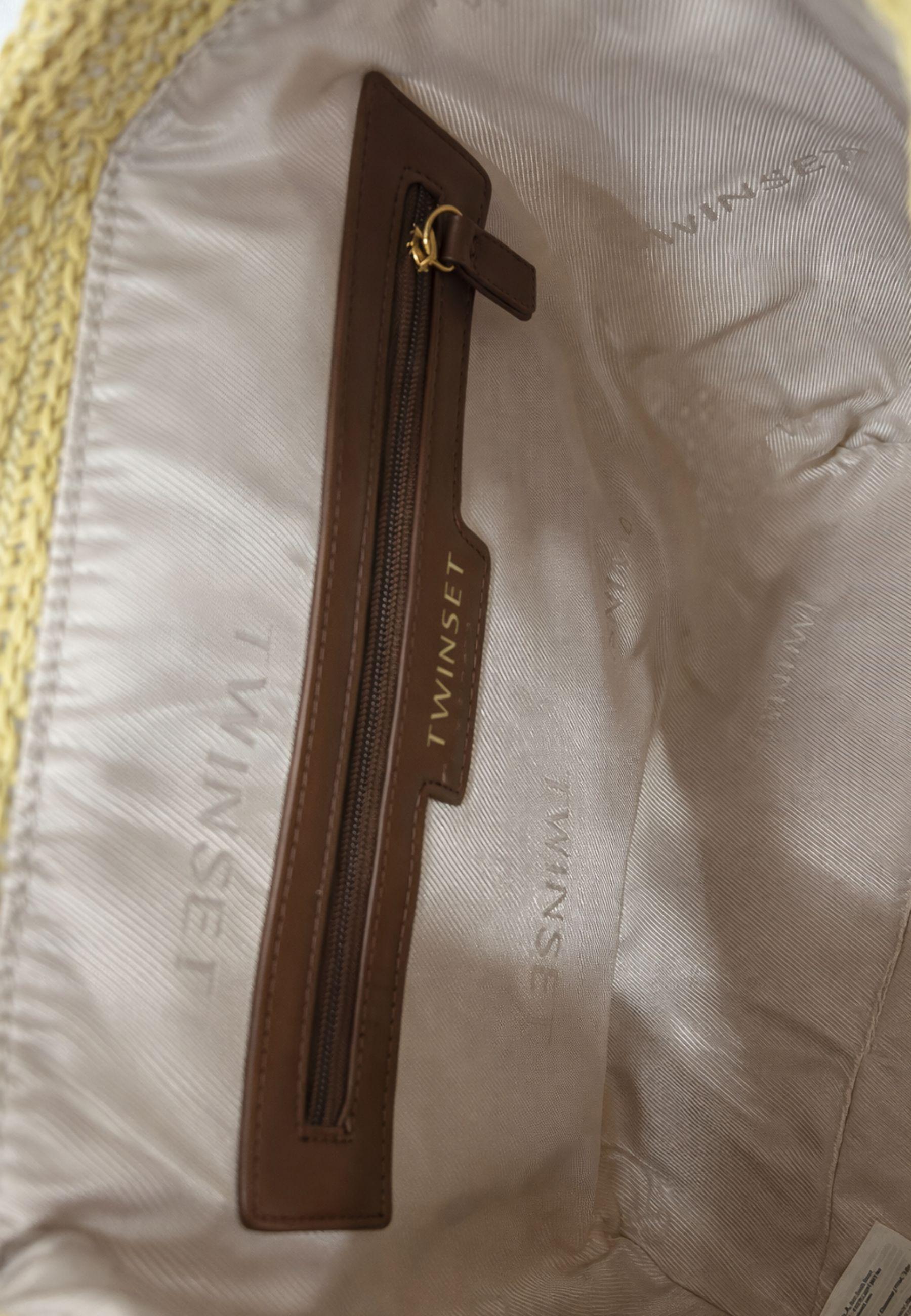 Borsa a spalla intrecciata effetto rafia 