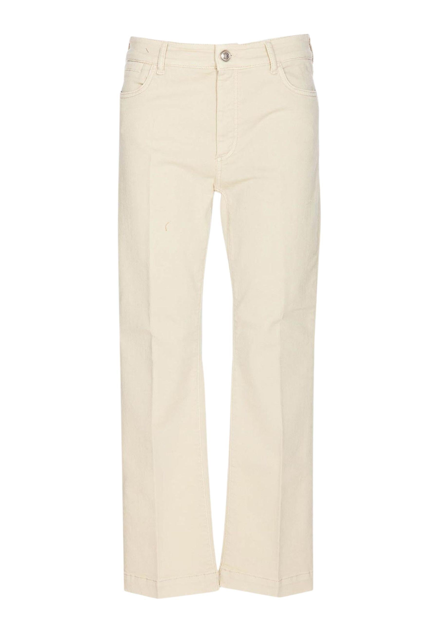 Max Mara - Pantaloni in cotone color bianco sporco 