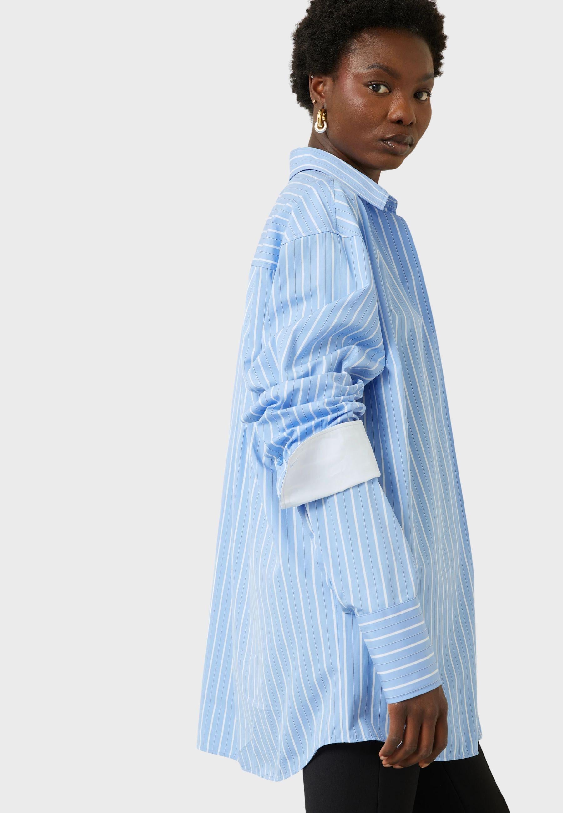 Camicia over a righe con cintura 