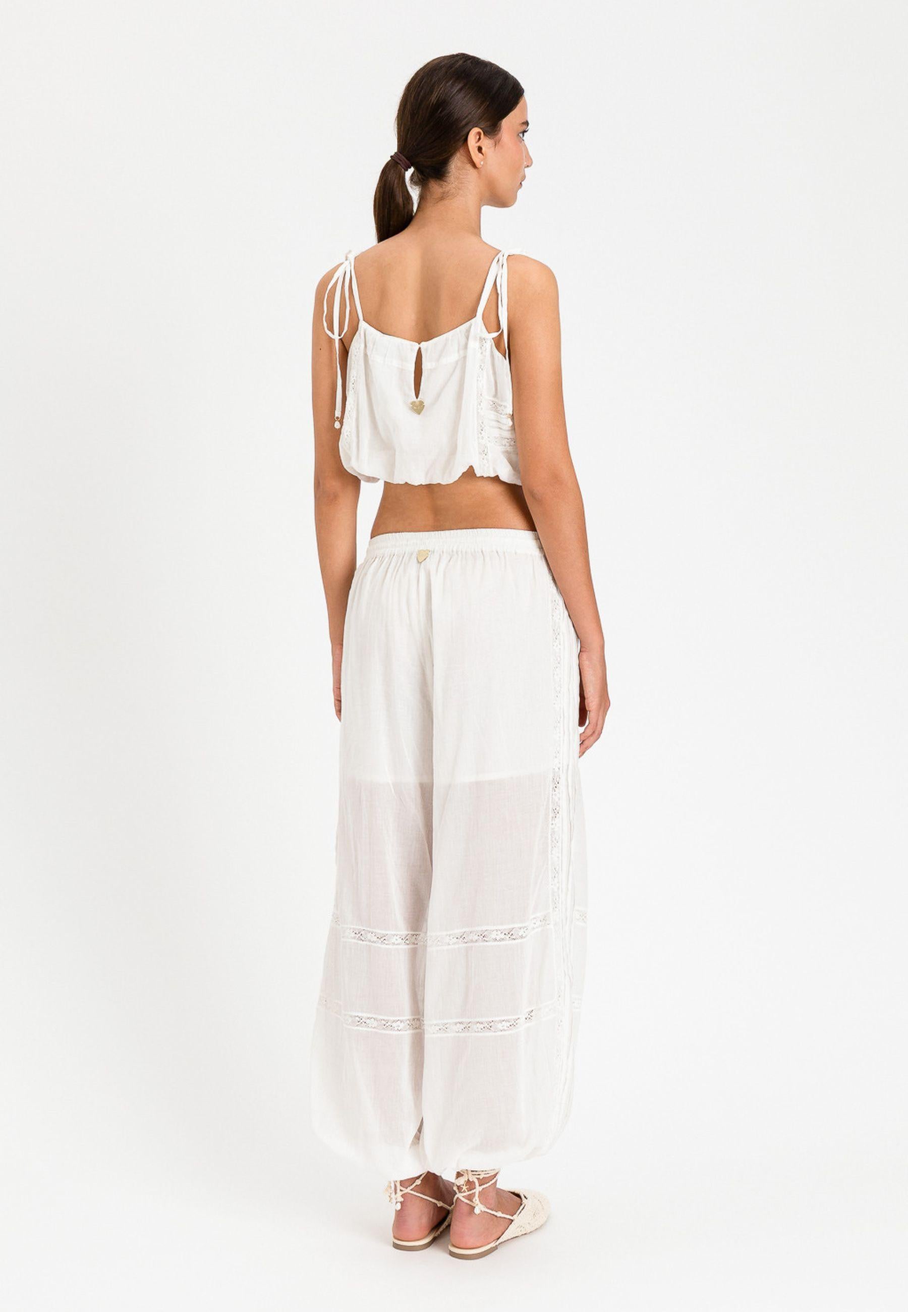 Top Twinset U&B in cotone con inserti in pizzo 