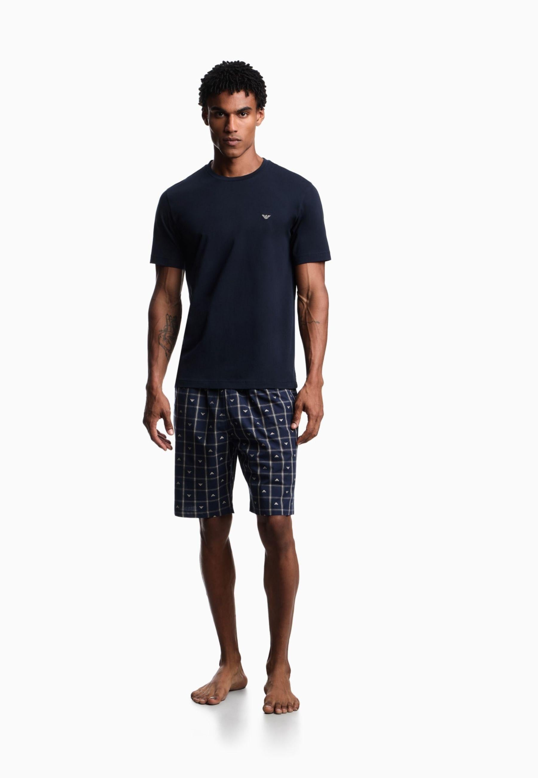 Emporio Armani - Pigiama con bermuda logo jacquard 