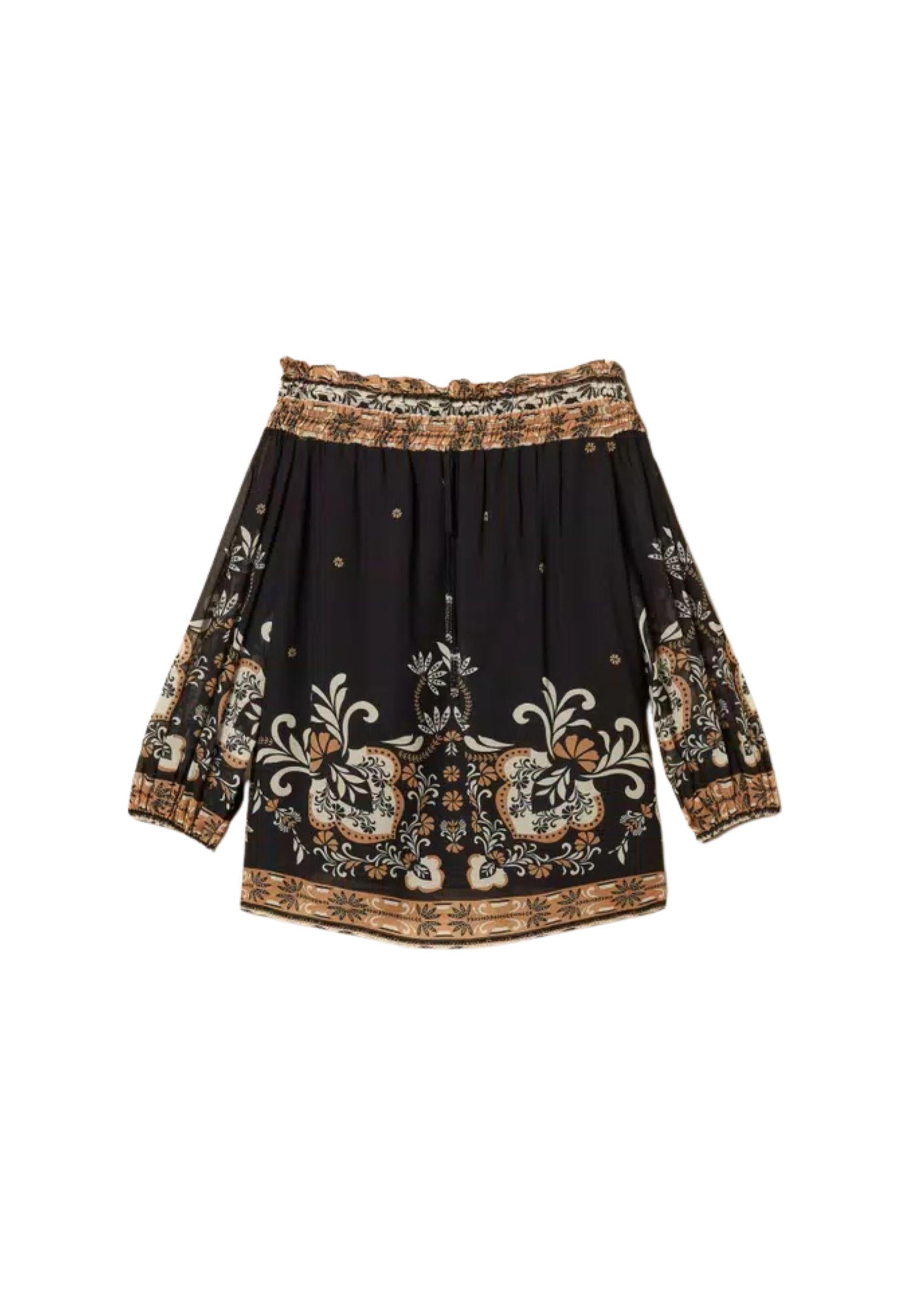 Blusa Twinset in georgette di viscosa con stampa foulard 