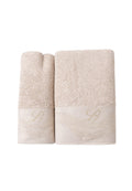 Handtuch-Set Crystelle 2-teilig aus Baumwollfrottee mit Lurex-Jacquard-Logo