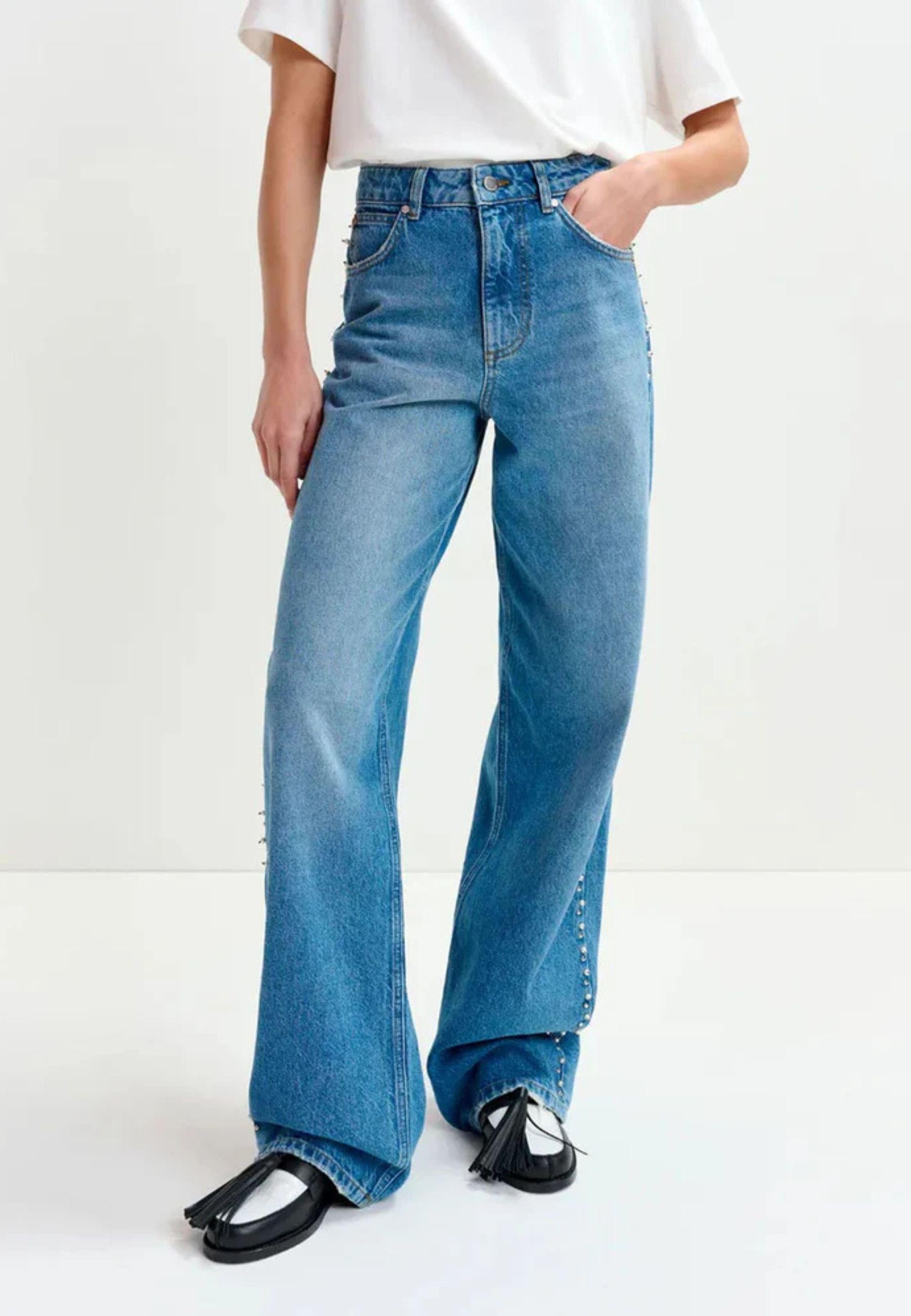 Jeans in denim con perle e borchie - Essentiel Antwerp 