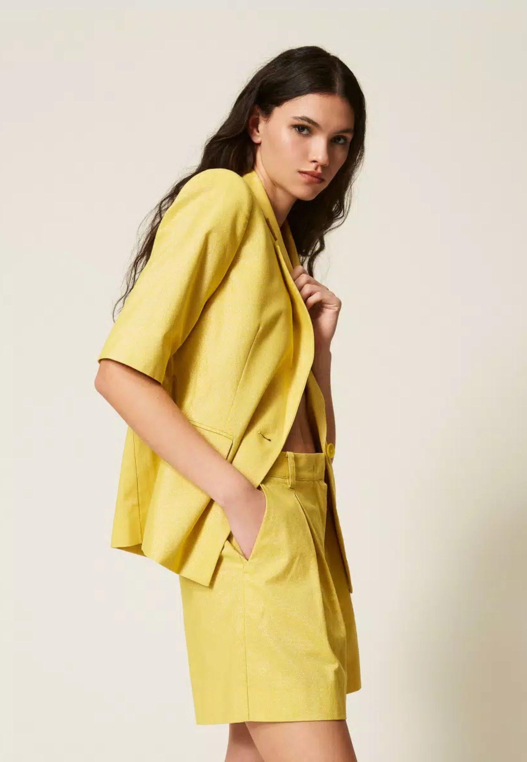 Bermuda Actitude in misto cotone e lino lurex 