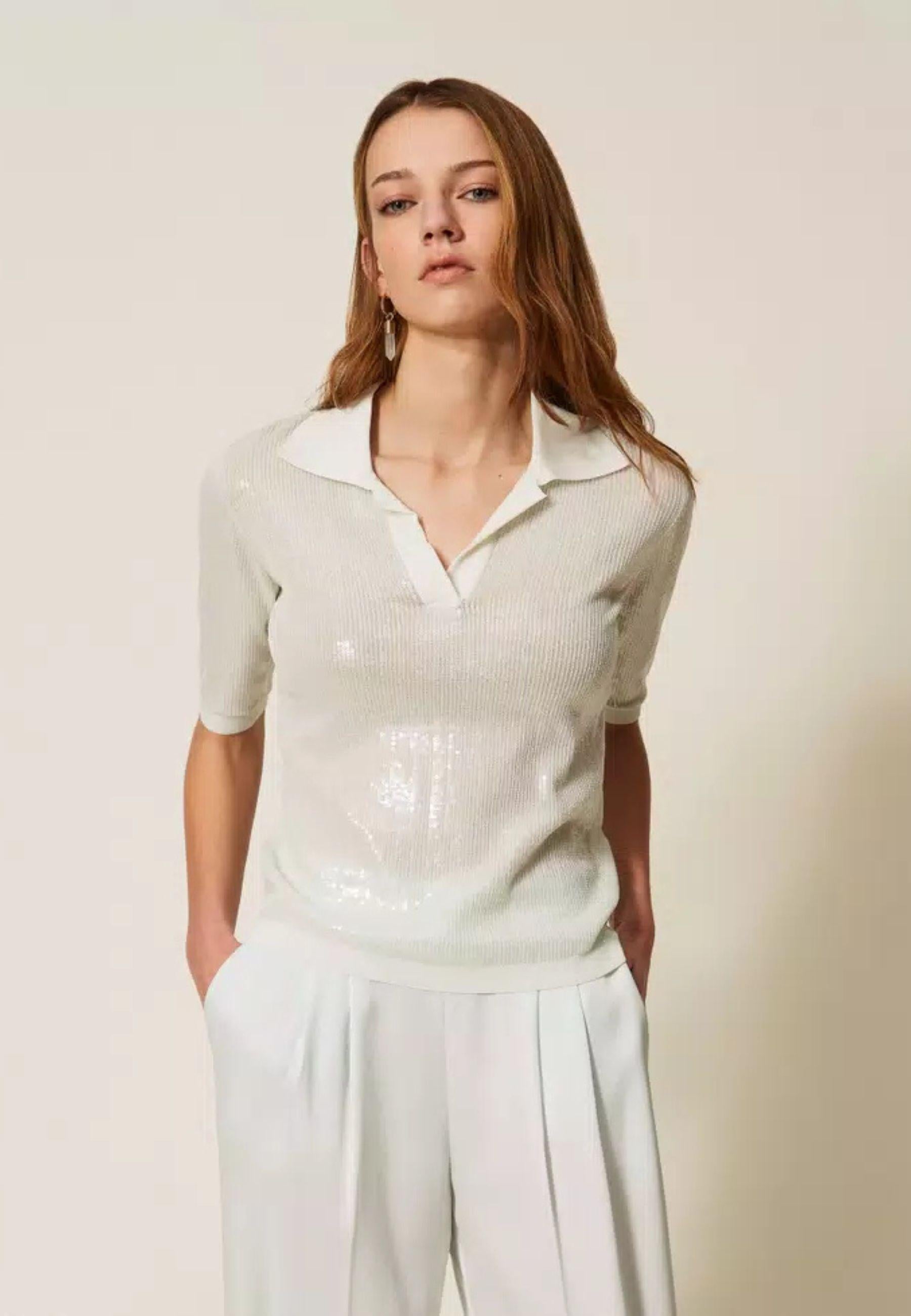 Maglia a polo con paillettes 