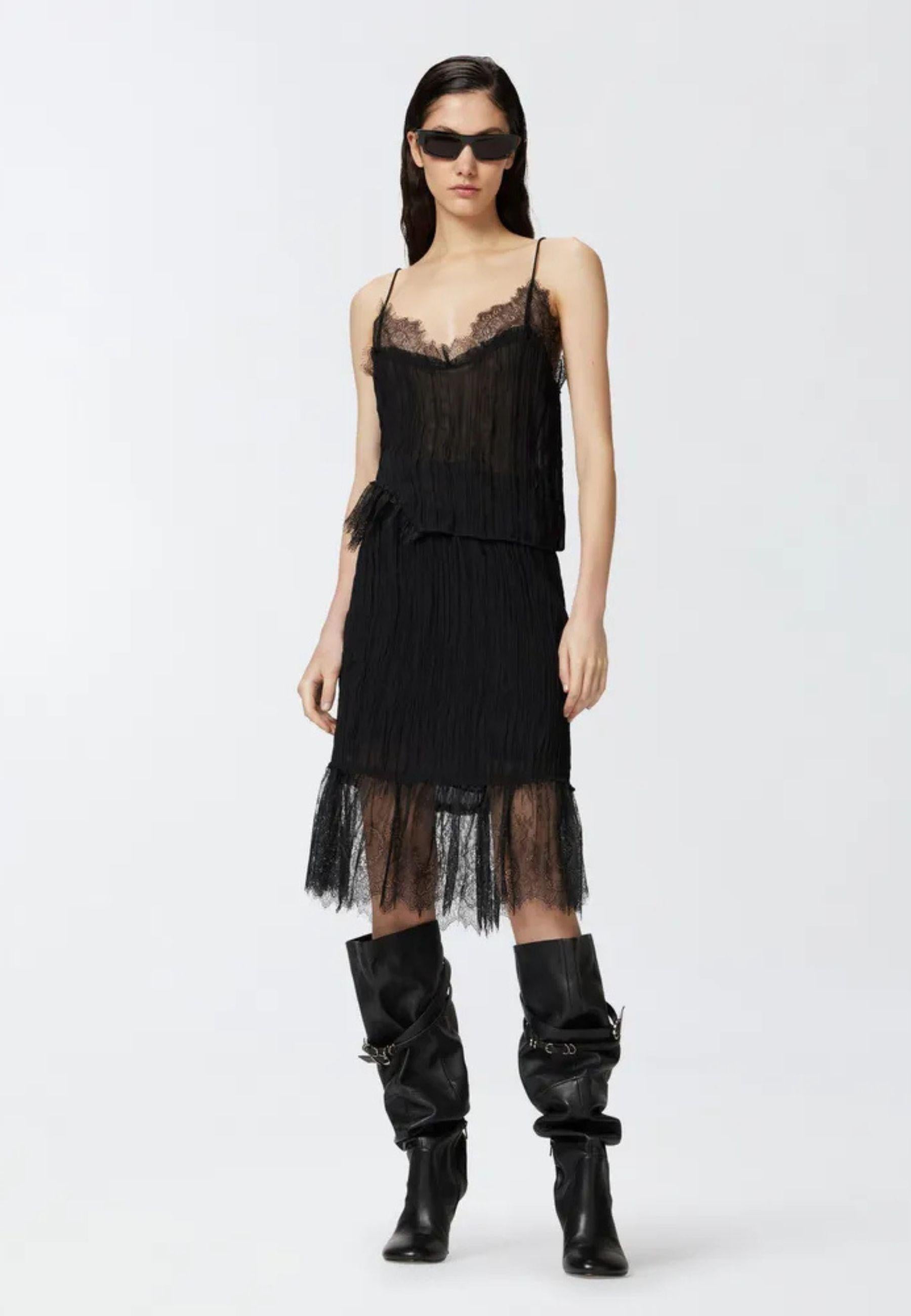 Top Pinko Tic Tac in tulle e pizzo 