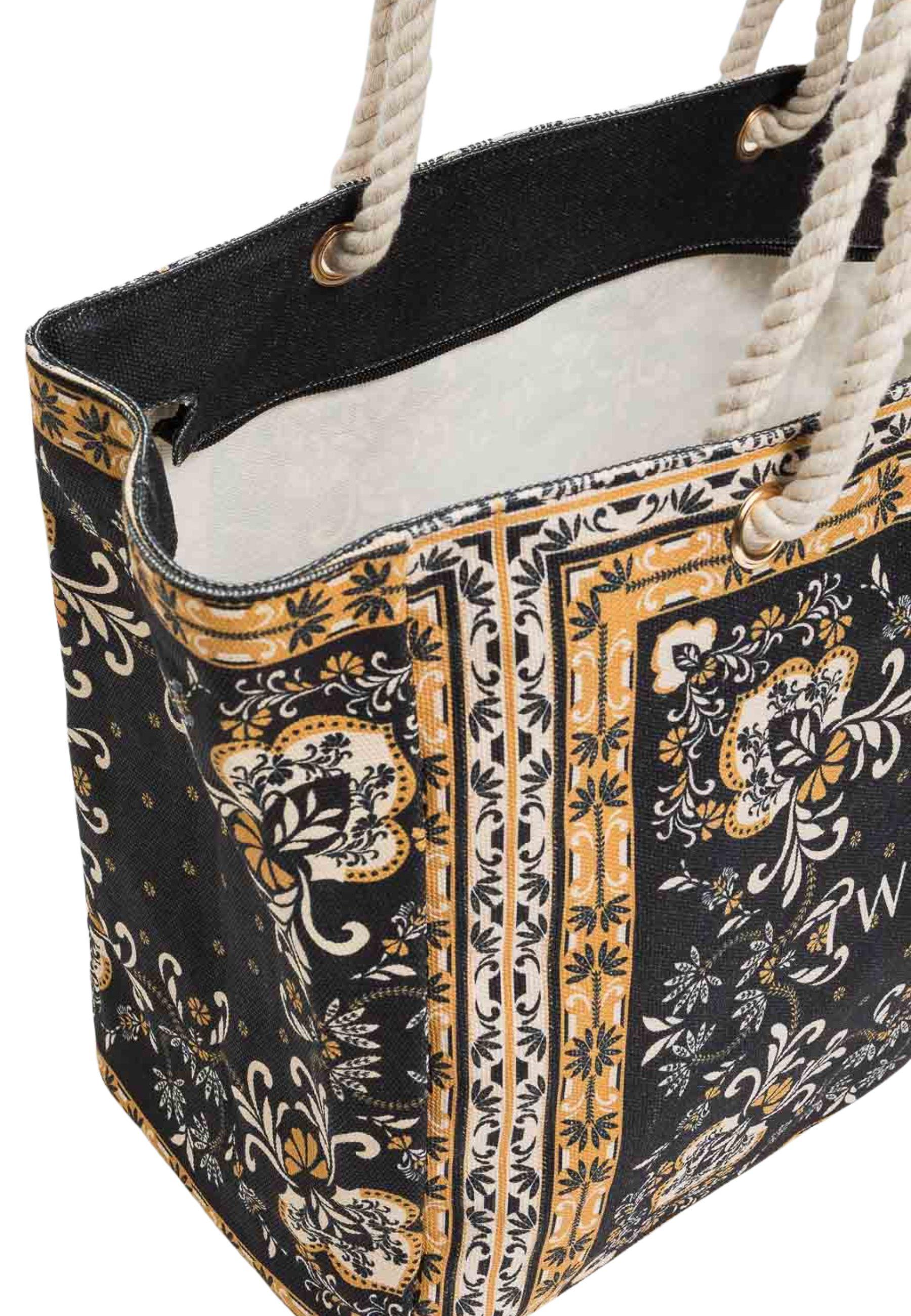 Borsa Shopper in Canvas con Stampa Foulard 
