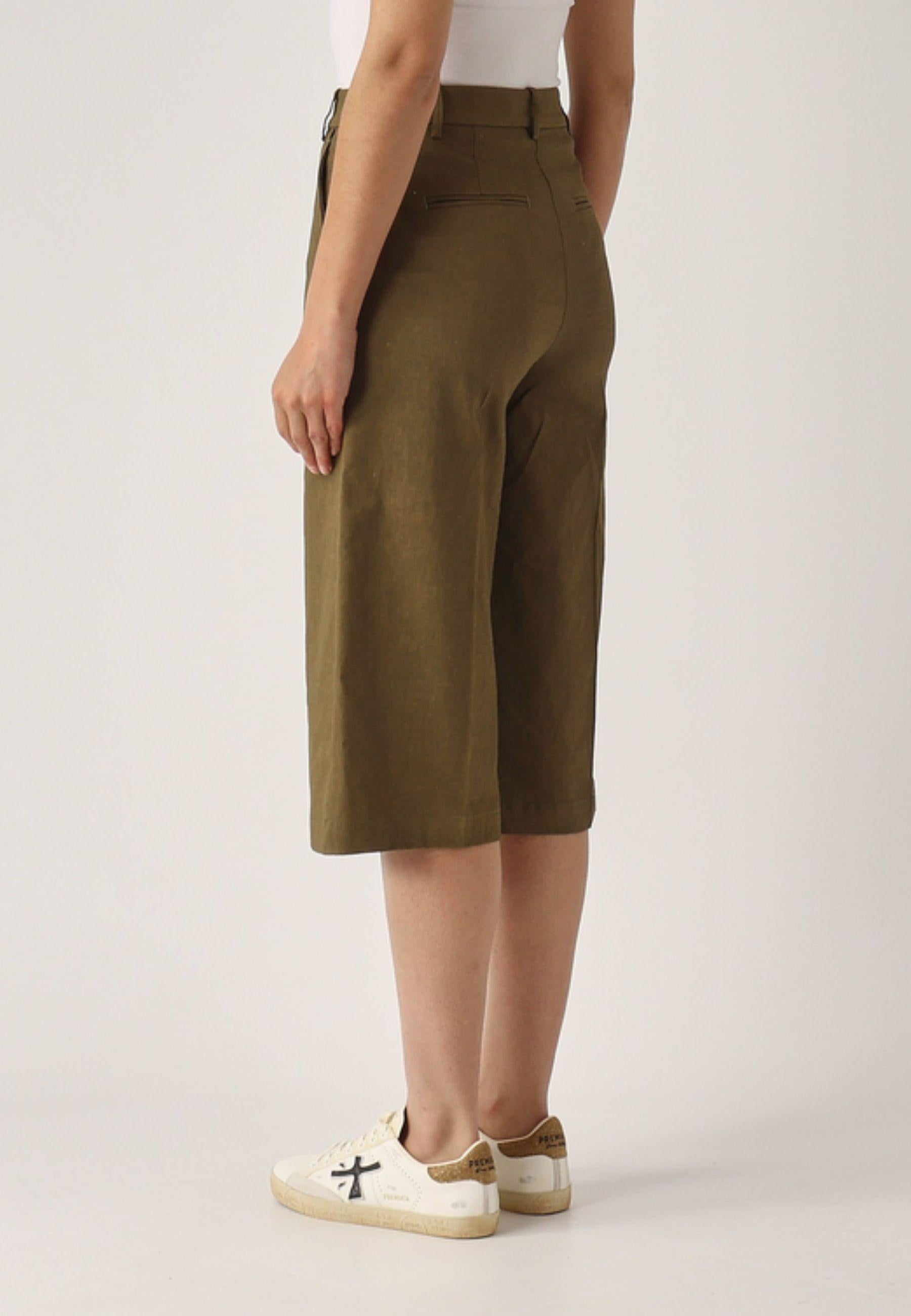 PINKO - Bermuda Donna Raccontami in Misto Lino Stretch | Oliva 