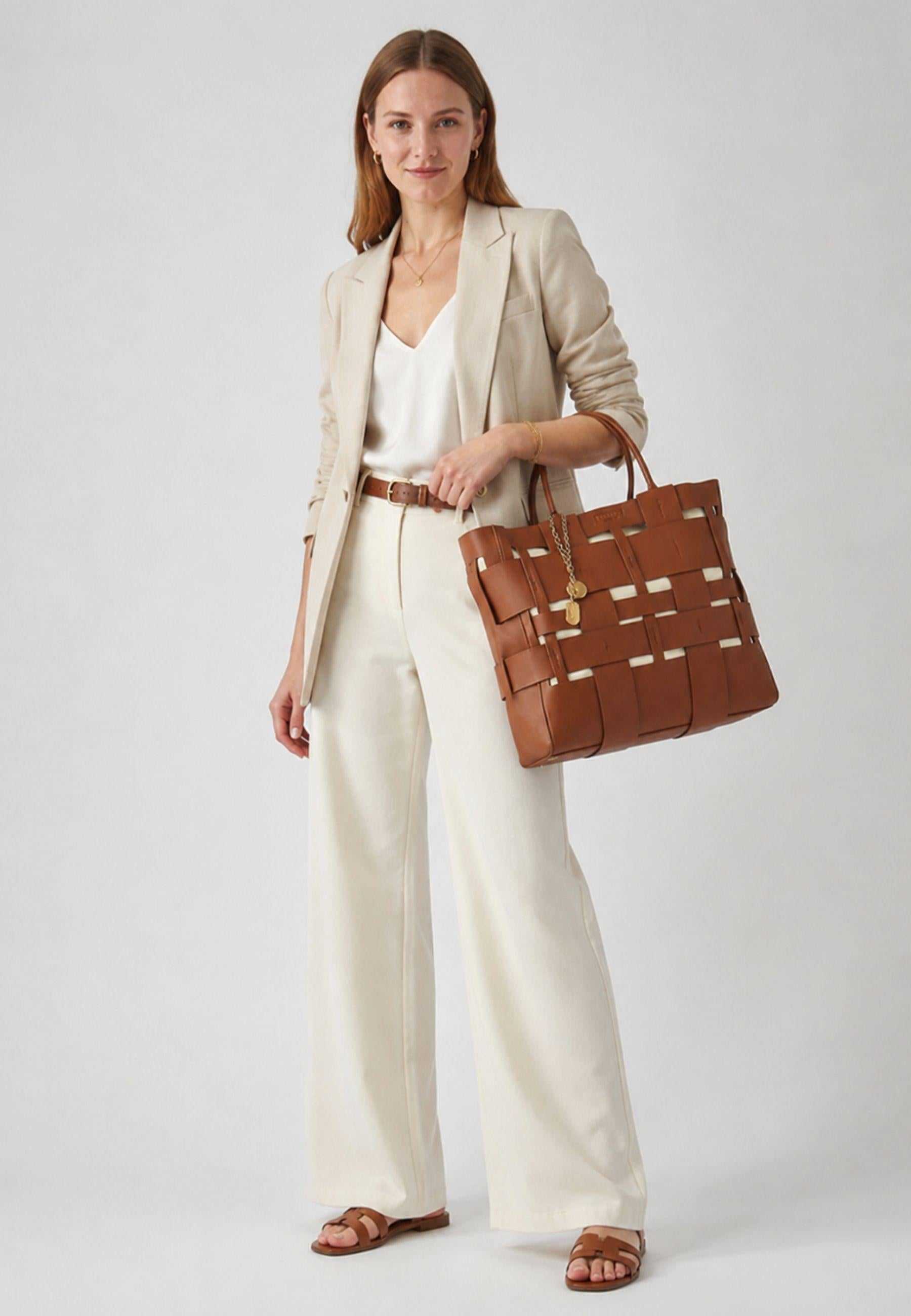 Borsa Tote Intrecciata con Tracolla 