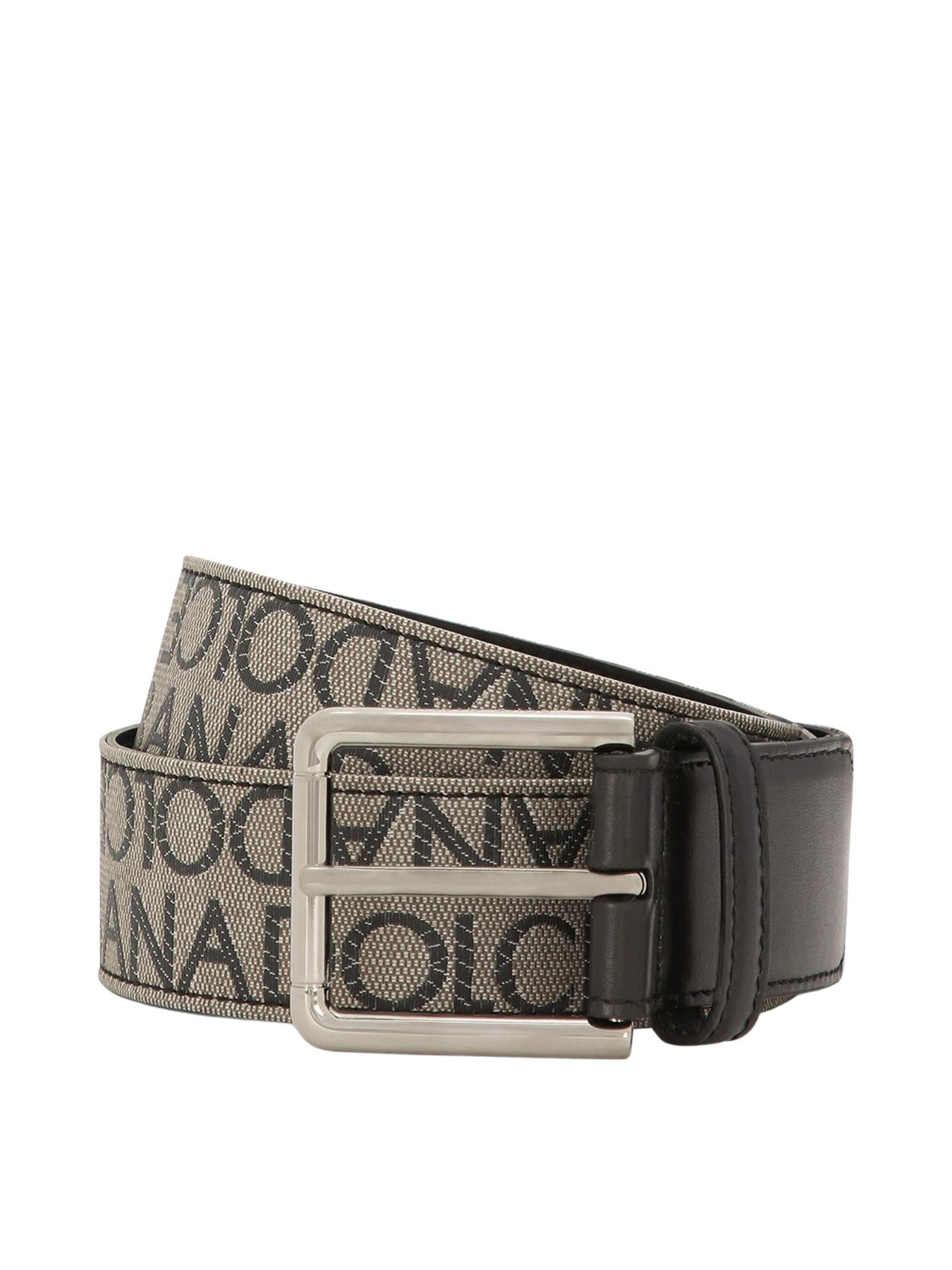 Cintura in jacquard e pelle di vitello 