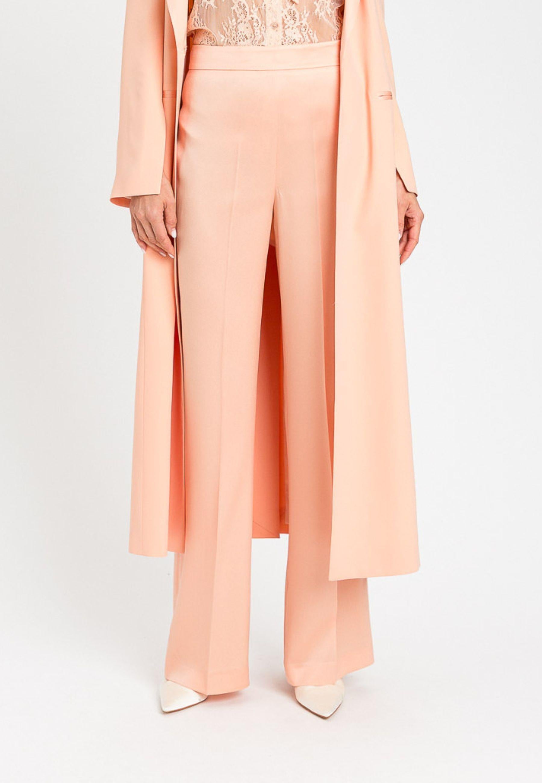 Pantaloni Twinset vita alta in satin Peach Pink 