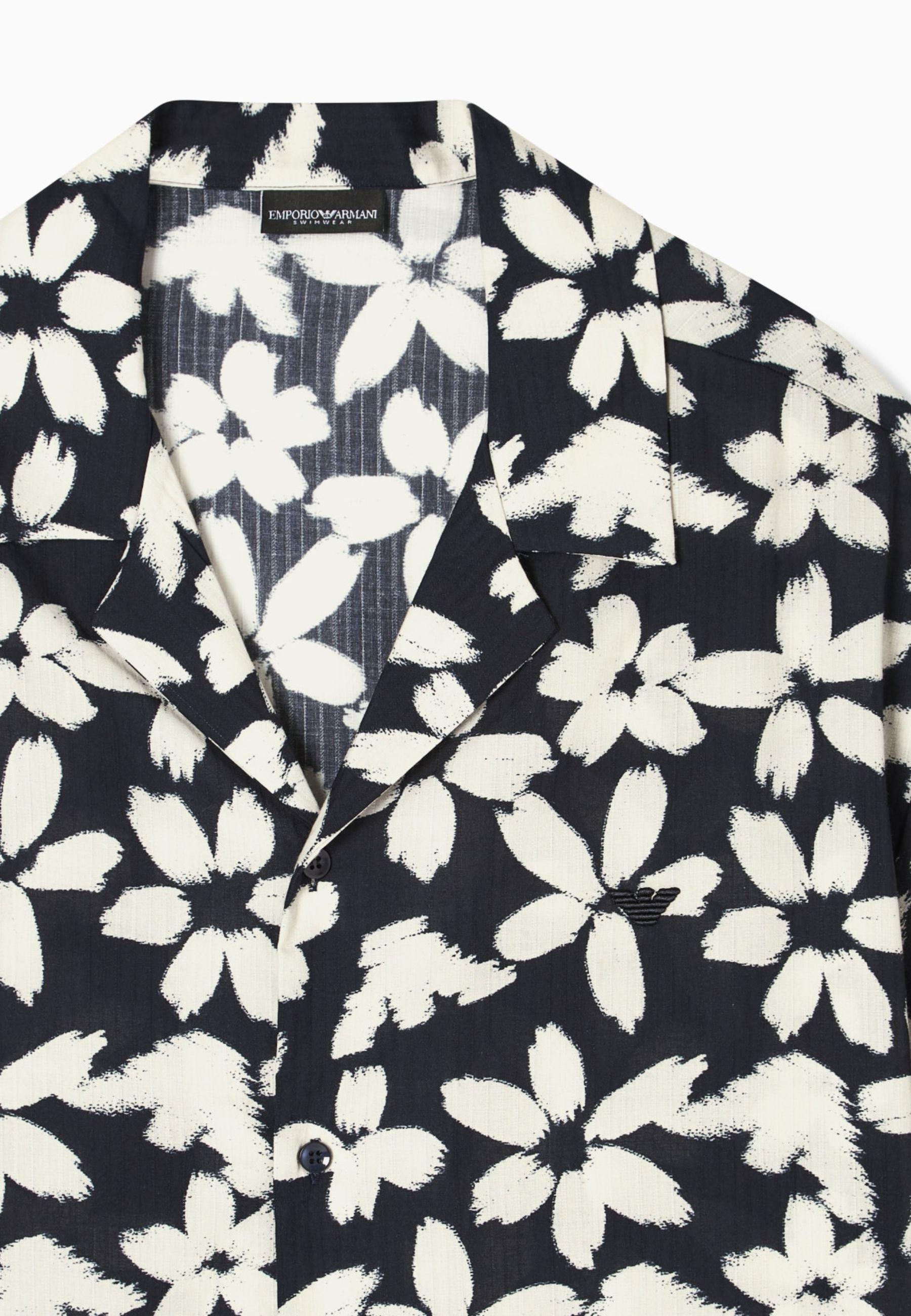 EMPORIO ARMANI - Camicia Beachwear Fantasia Flower Eagle 