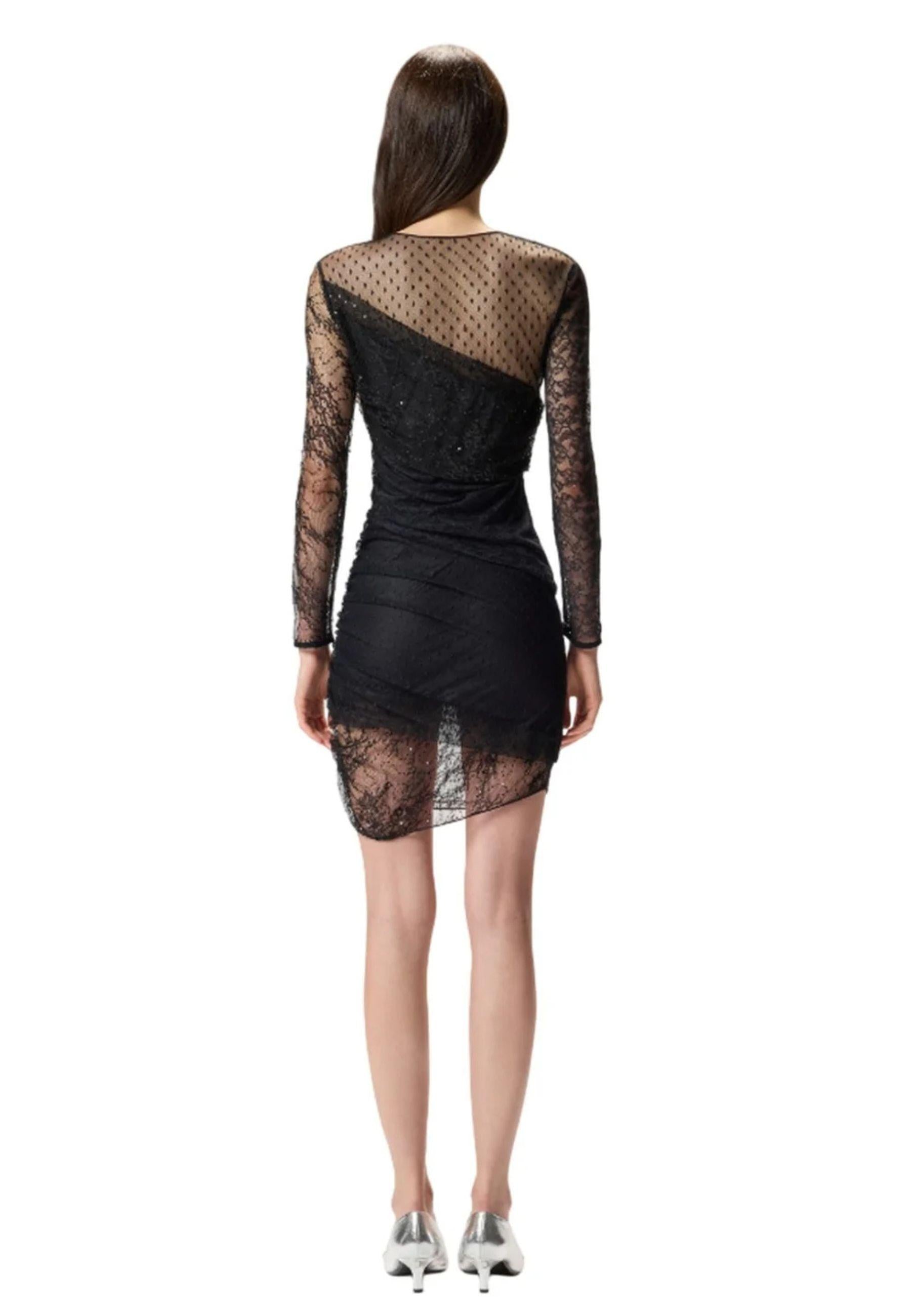 Abito corto Pinko in pizzo e tulle plumetis 