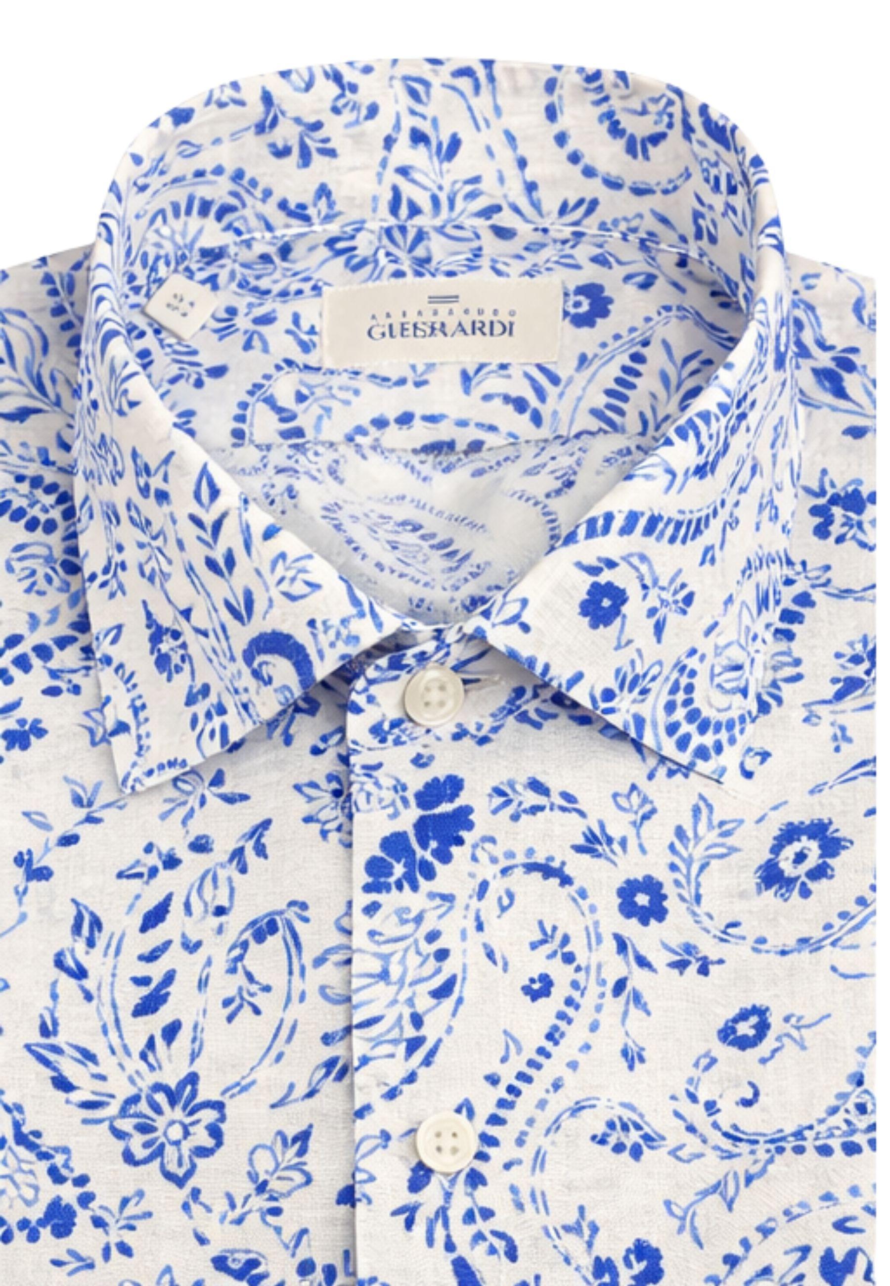Camicia uomo Alessandro Gherardi in lino con stampa paisley 